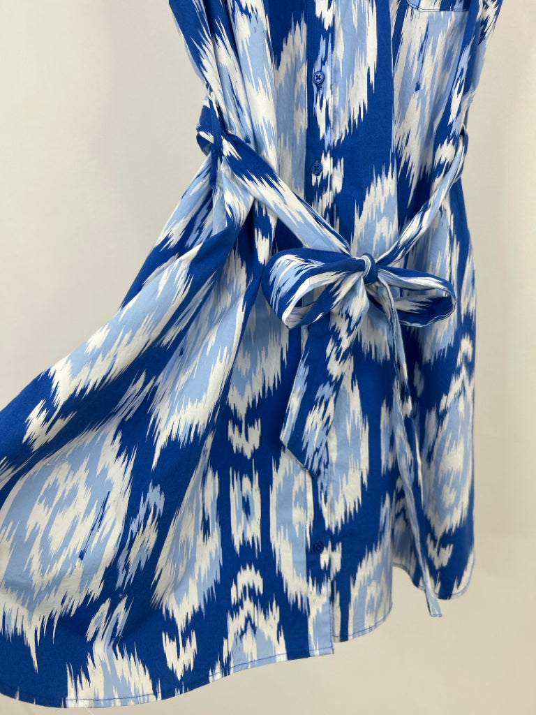 CROWN & IVY Size XL Blue Print Women's Dress