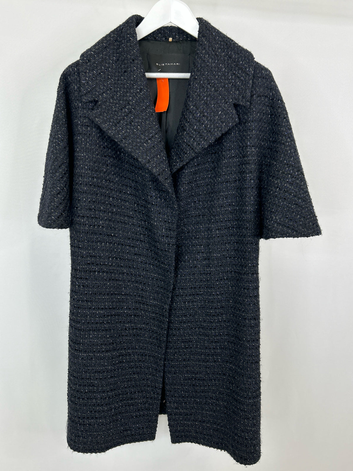 ELIE TAHARI Size M/L BLACK & NAVY Women Coat