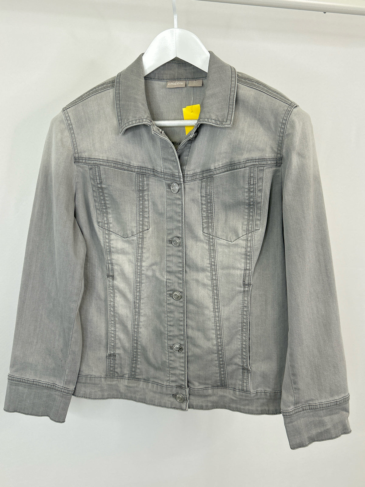 CHICO'S Size 12/14P GRAY DENIM Women Jacket