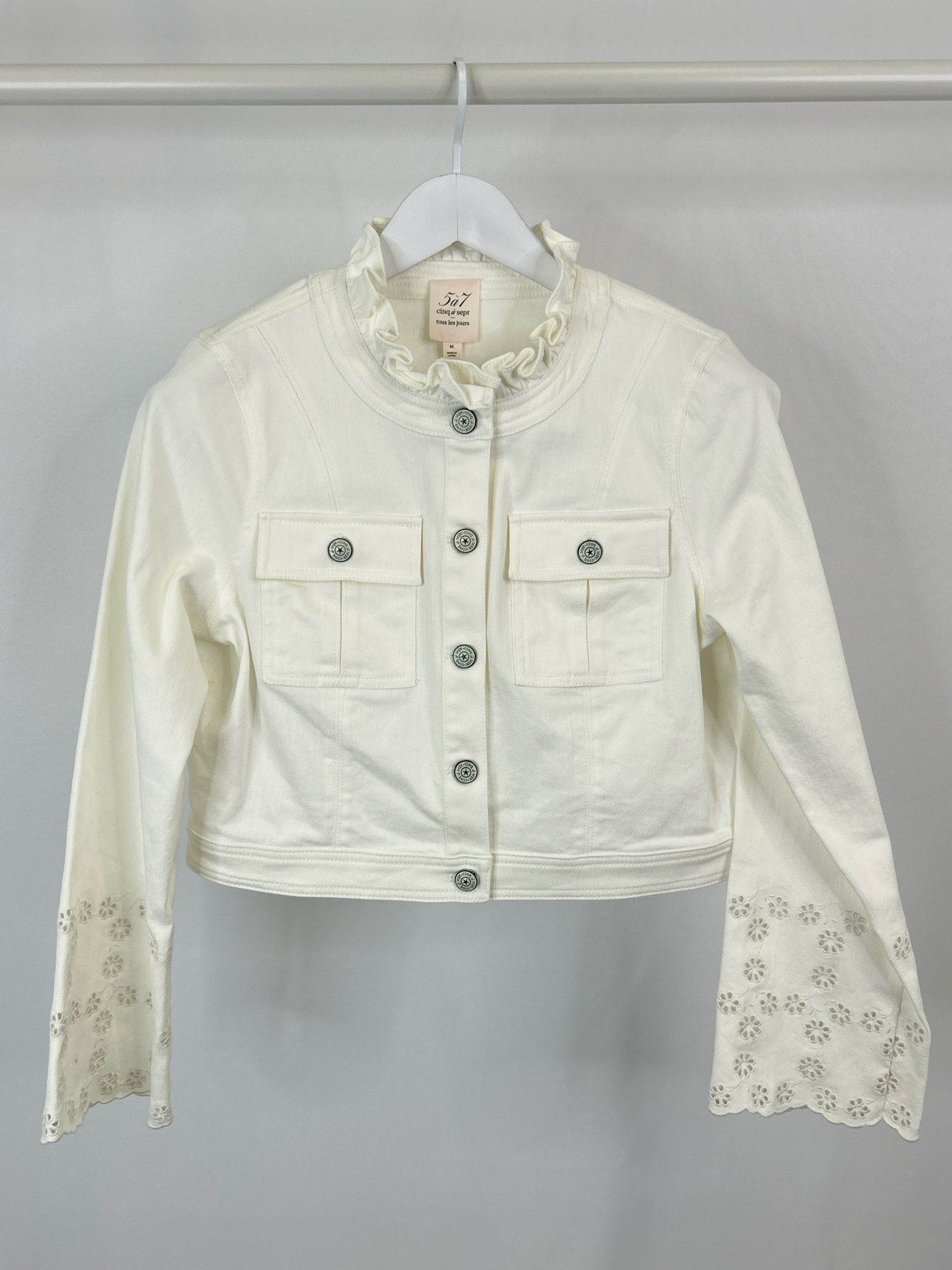 Cinq A Sept NWT Size M white denim Women Jacket