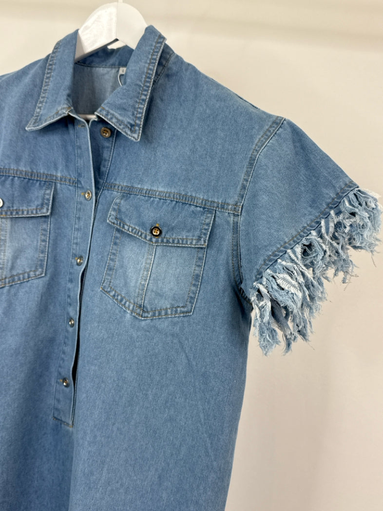 Oyrosy Size L BLUE DENIM Women Dress