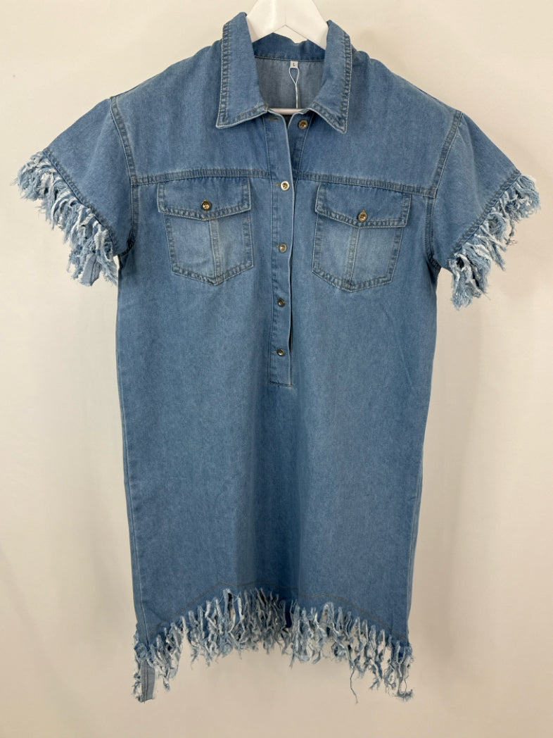 Oyrosy Size L BLUE DENIM Women Dress