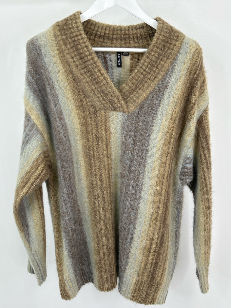 ETHYL Women Size M Brown Stripes Sweater