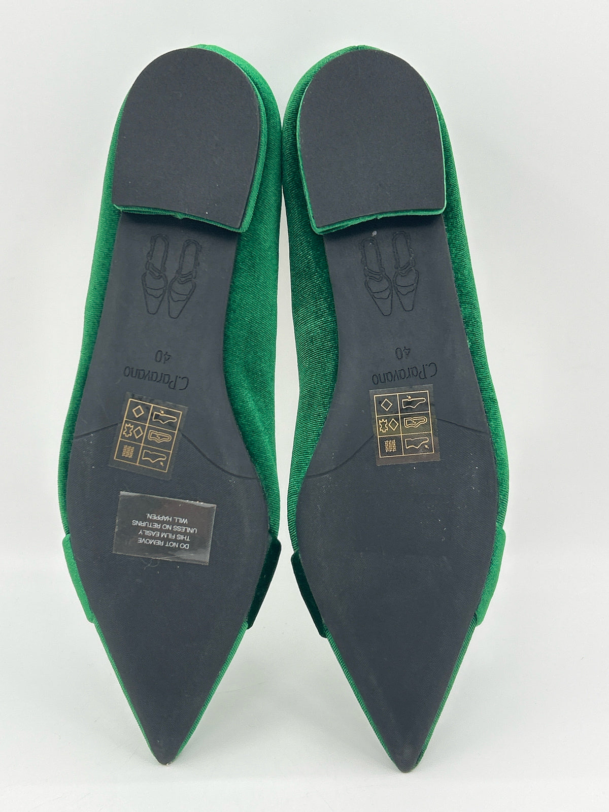 C. PARAVANO Size 9.5 Green Women Flats
