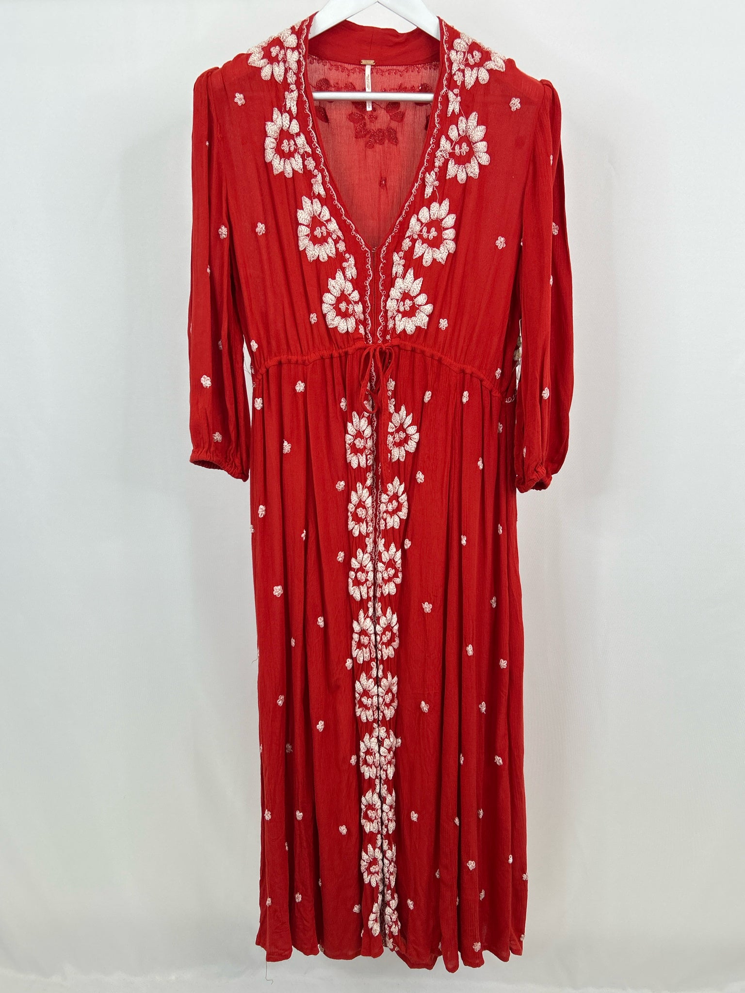 FREE PEOPLE Size L Red and White Women Dress NWT