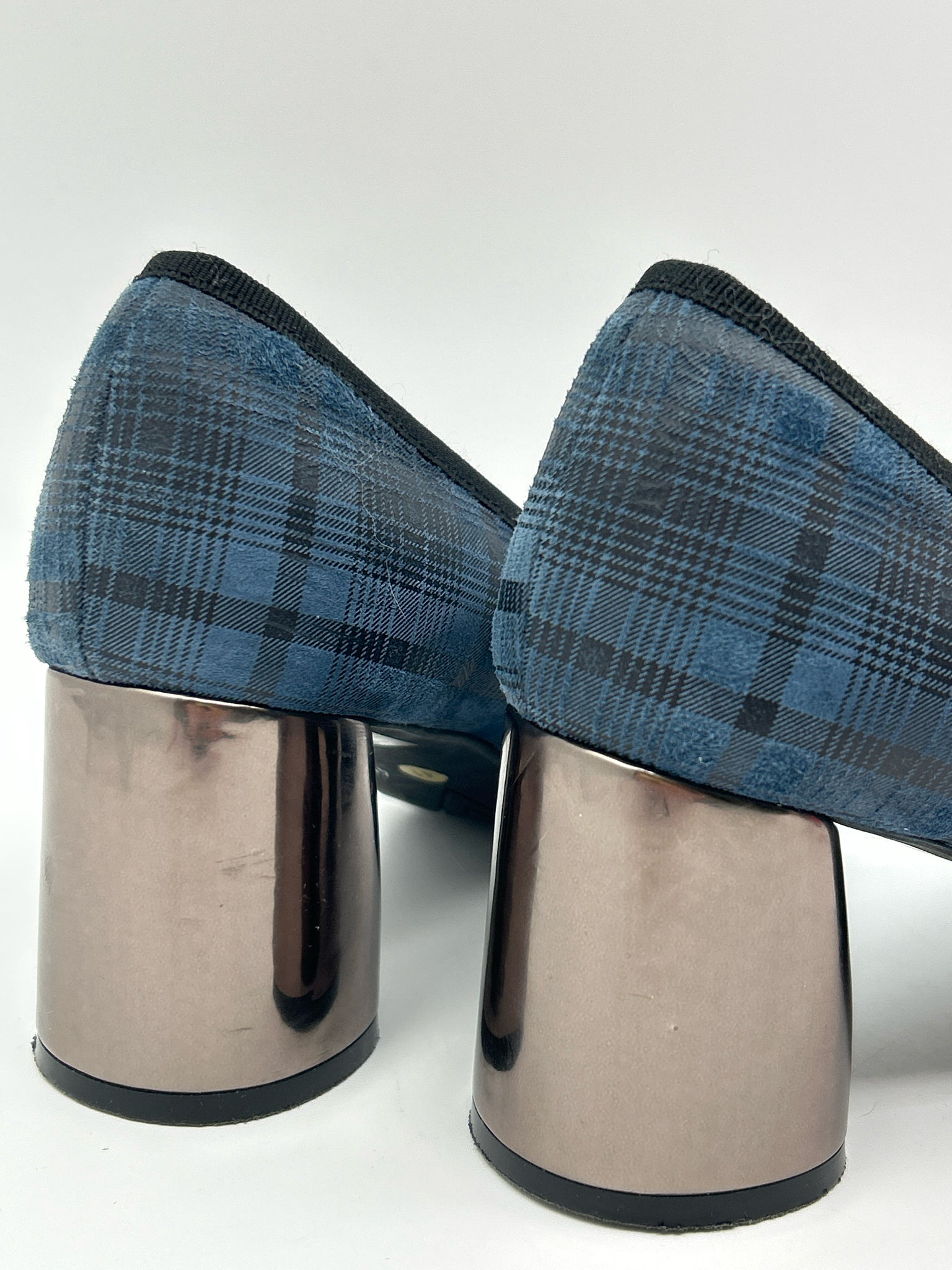 FERCA 81 Size 41/10 Blue Plaid Women Pumps