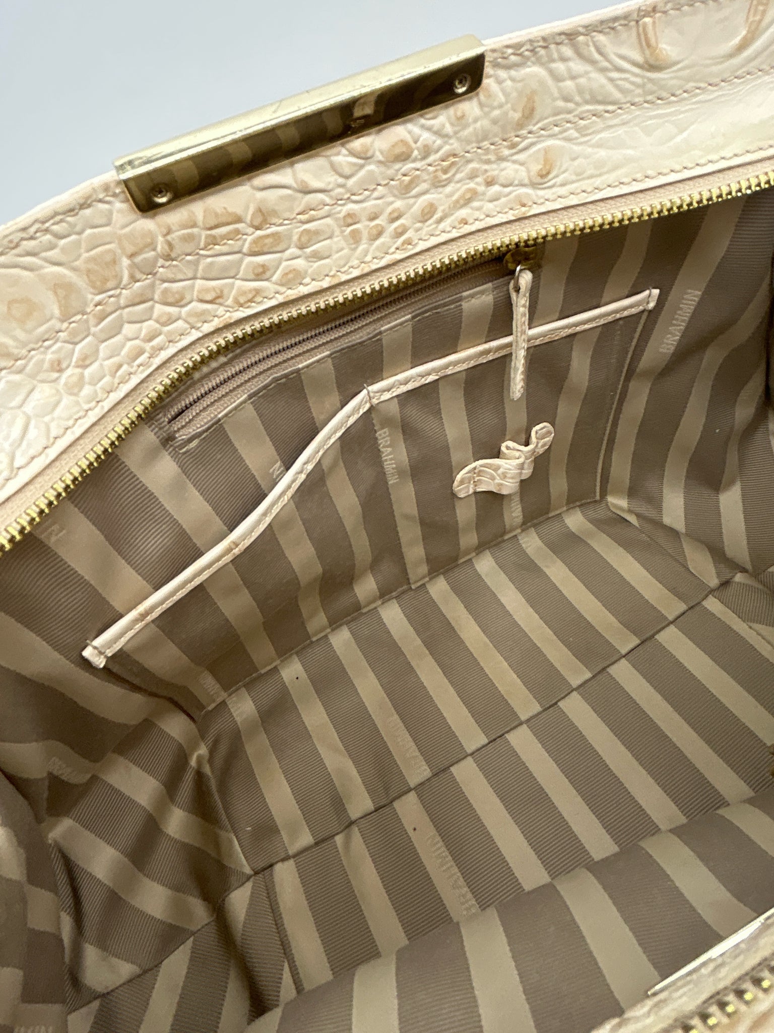 BRAHMIN Cream and Blue Women Purse