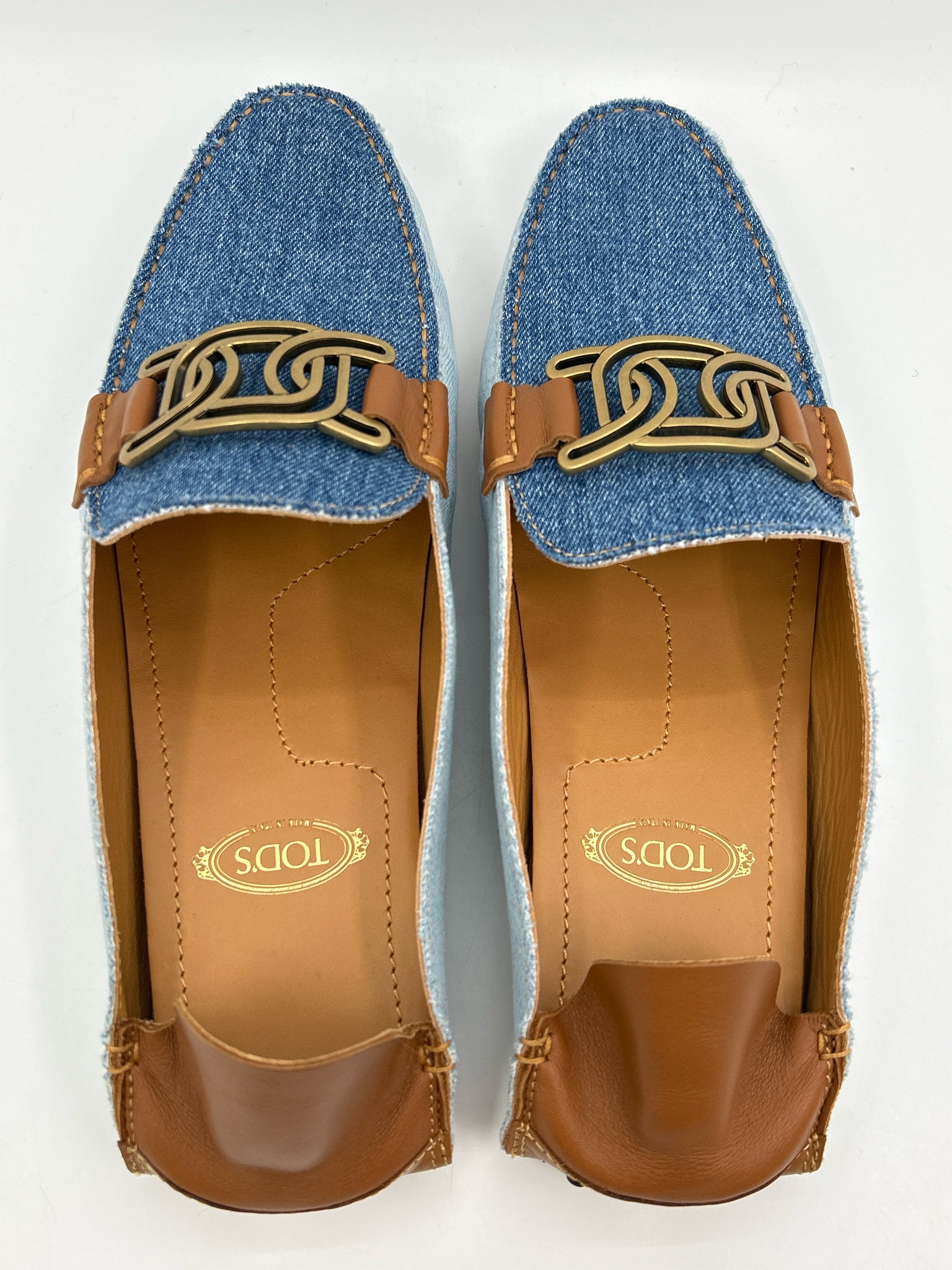 TOD'S Size 41/11 Beige and Blue Women Flats