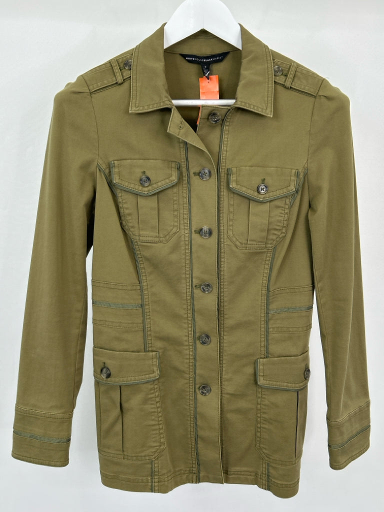 White House Black Market Women Size 2 ARMY GREEN Jacket