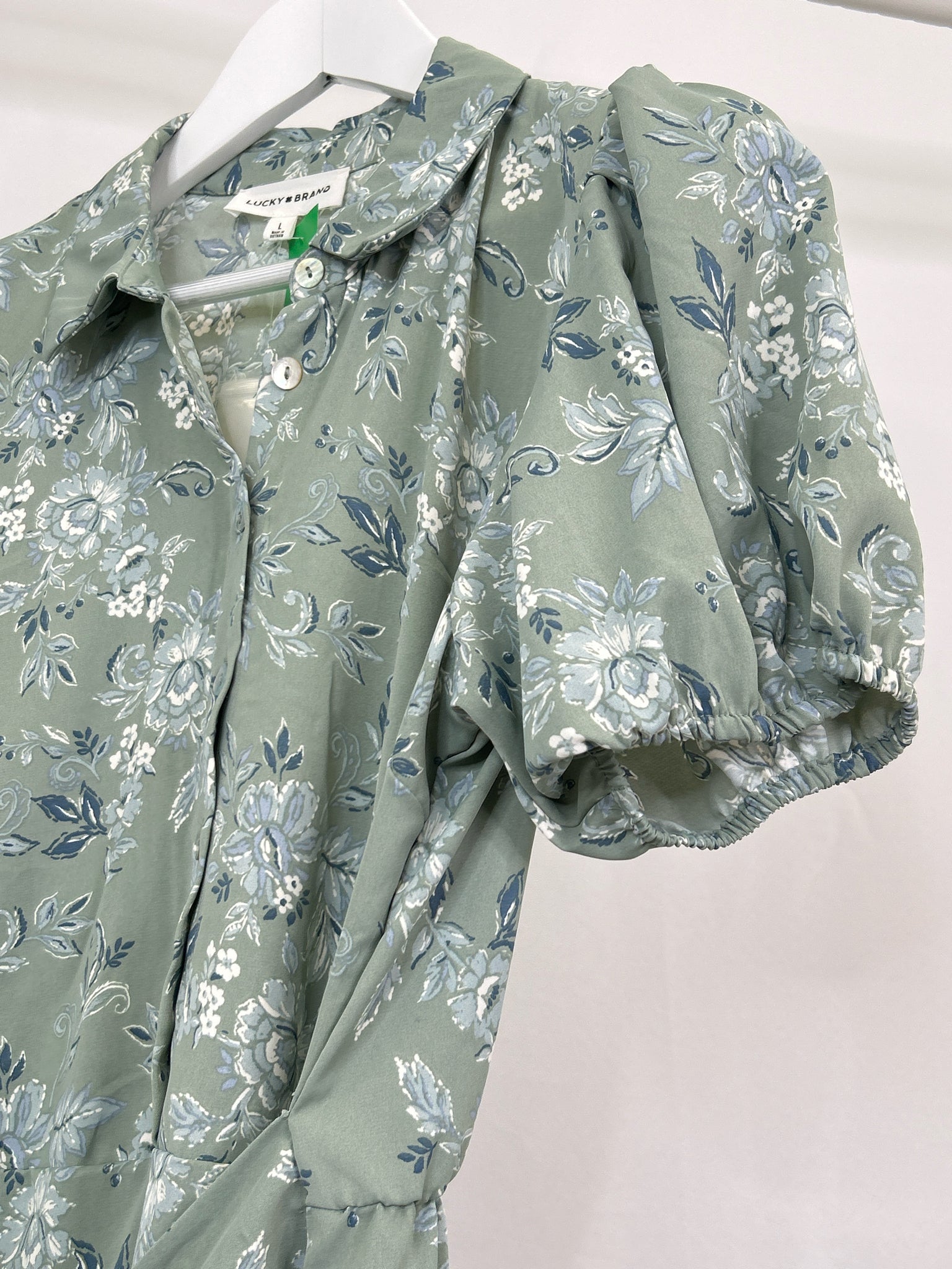 LUCKY BRAND Size L SAGE FLORAL Women Dress