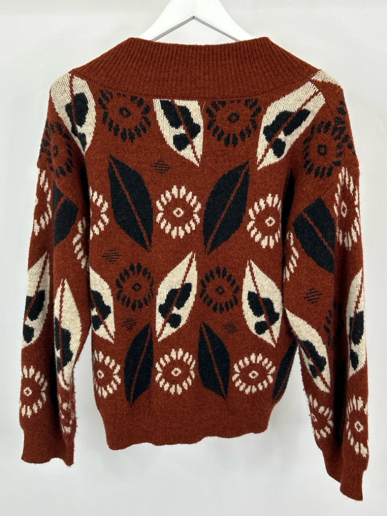 J.nna Women Size M Brown Print Sweater