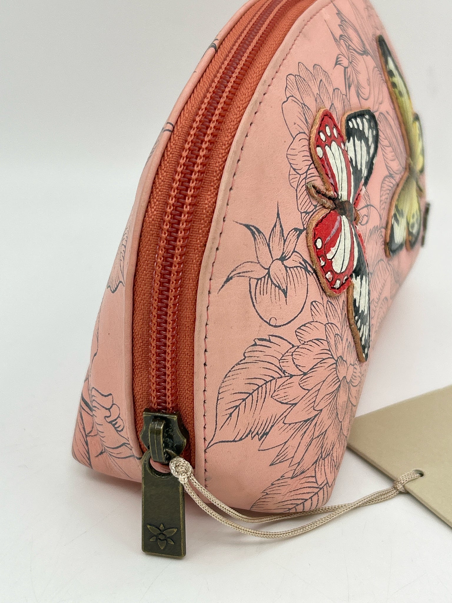 ANUSCHKA Pink Floral Cosmetic Case NWT