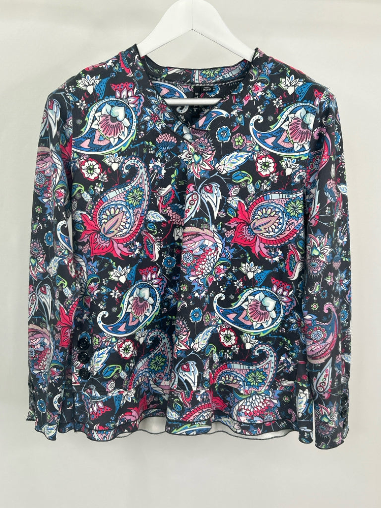 ETHYL Women Size M Black Floral Top