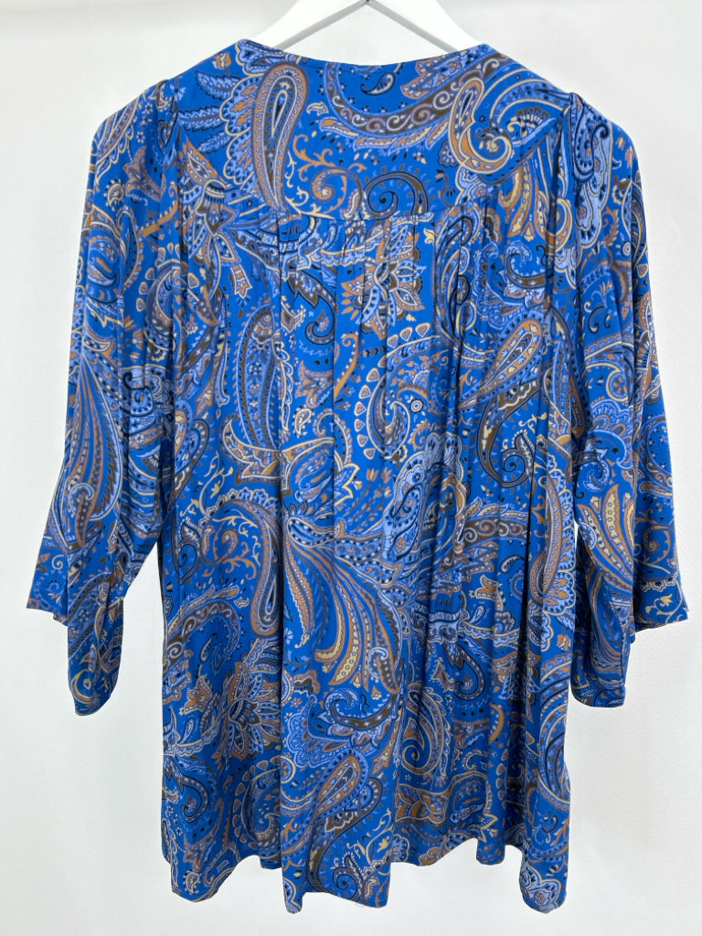 ETHYL Women Size M Blue Print Tunic