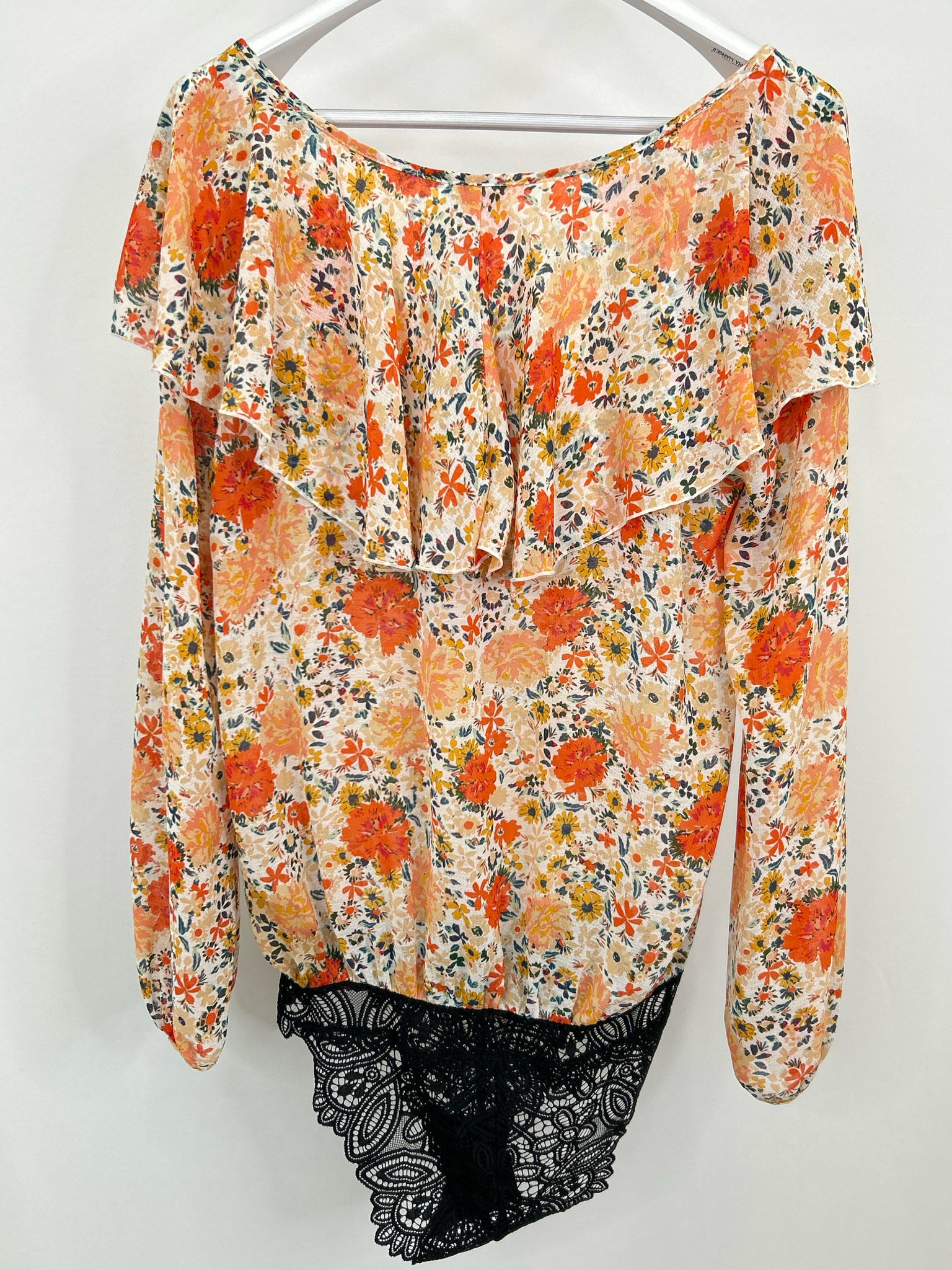 FREE PEOPLE Size M ORANGE FLORAL Women Top