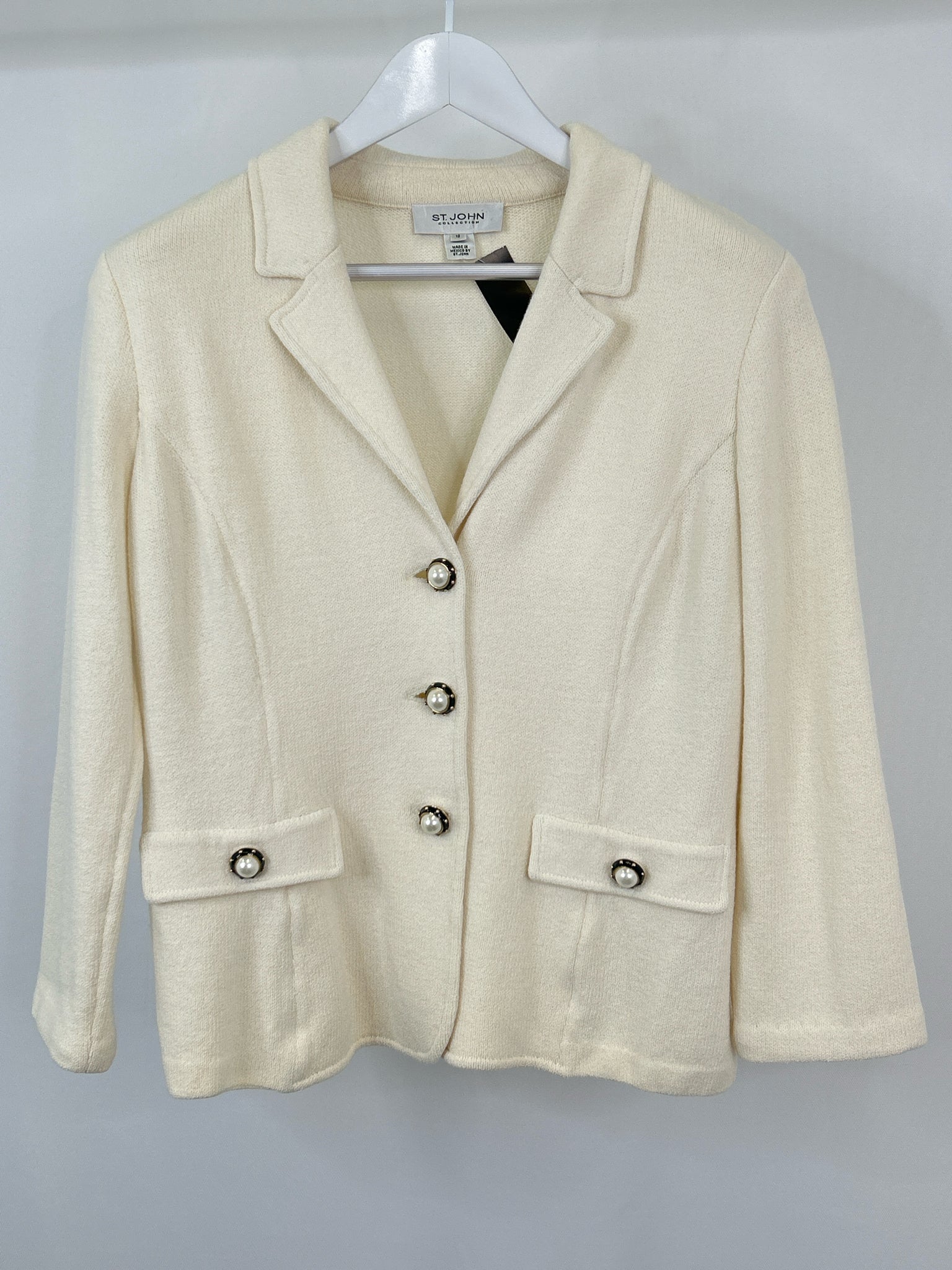 ST JOHN COLLECTION Size 12 Ivory Women Jacket