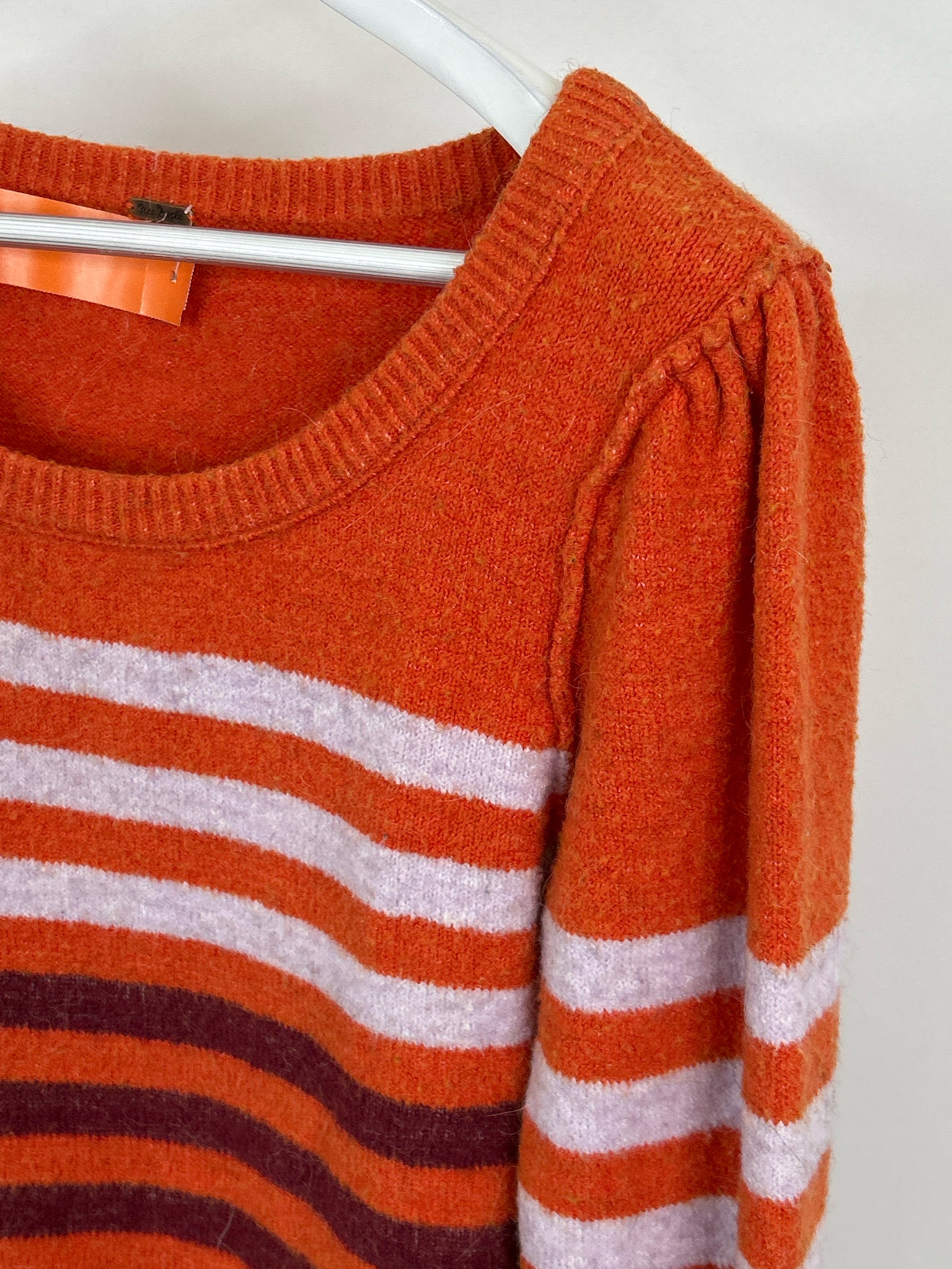FREE PEOPLE Size S Orange Striped Women Sweater