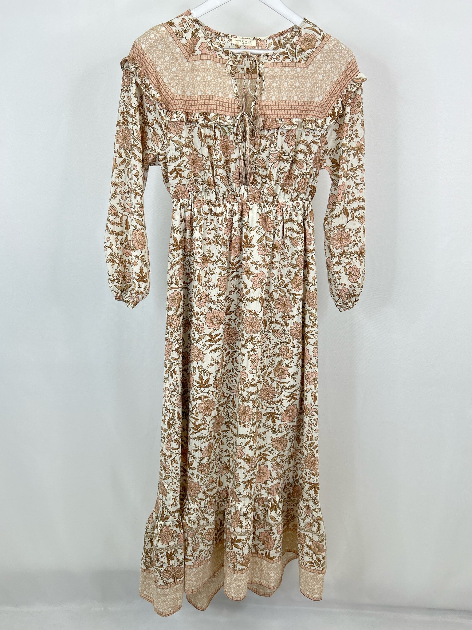 LOVESTITCH Size S Peach Print Women Dress NWT