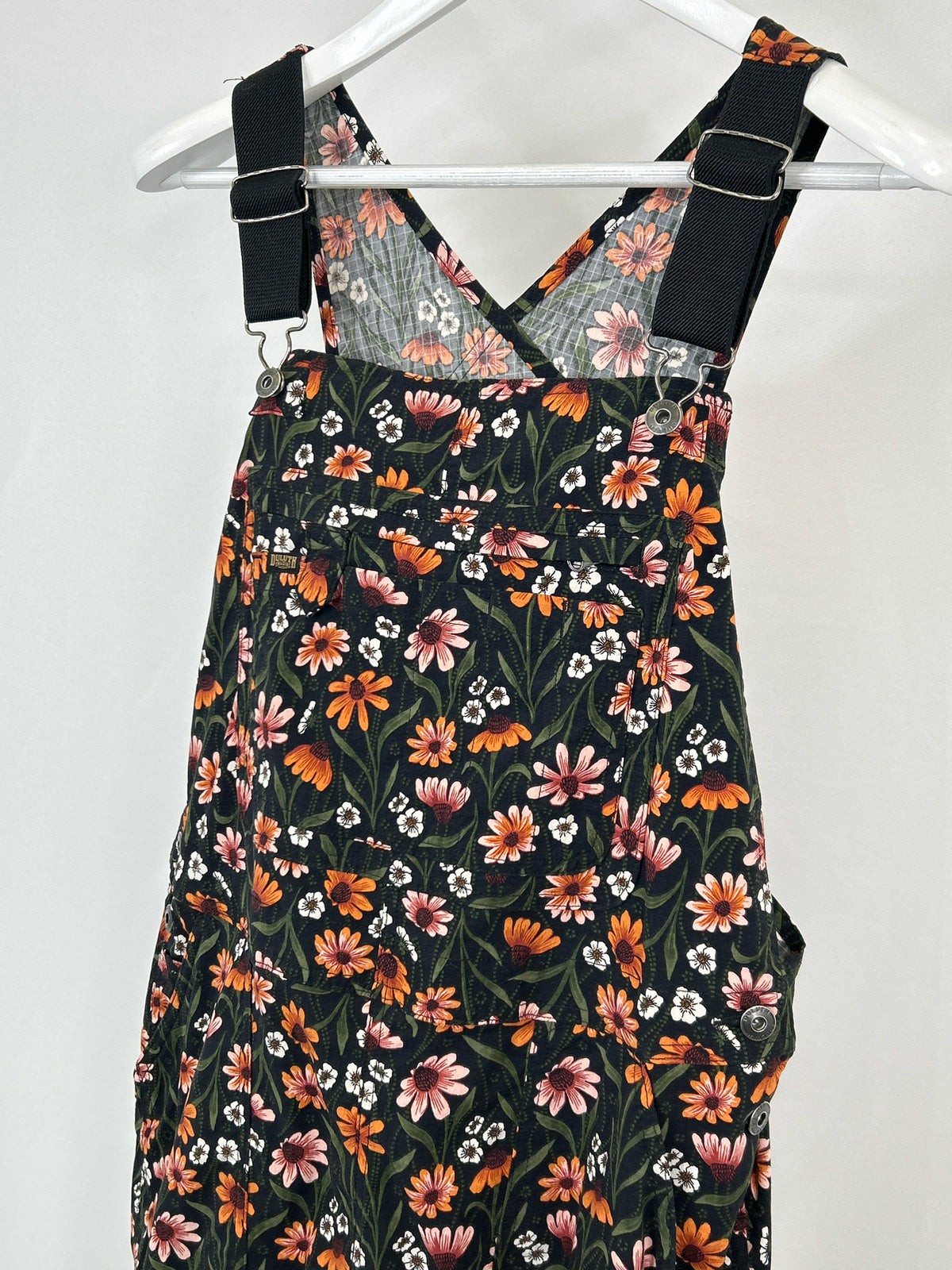 DULUTH TRADING COMPANY Size L Black Floral Women Overall