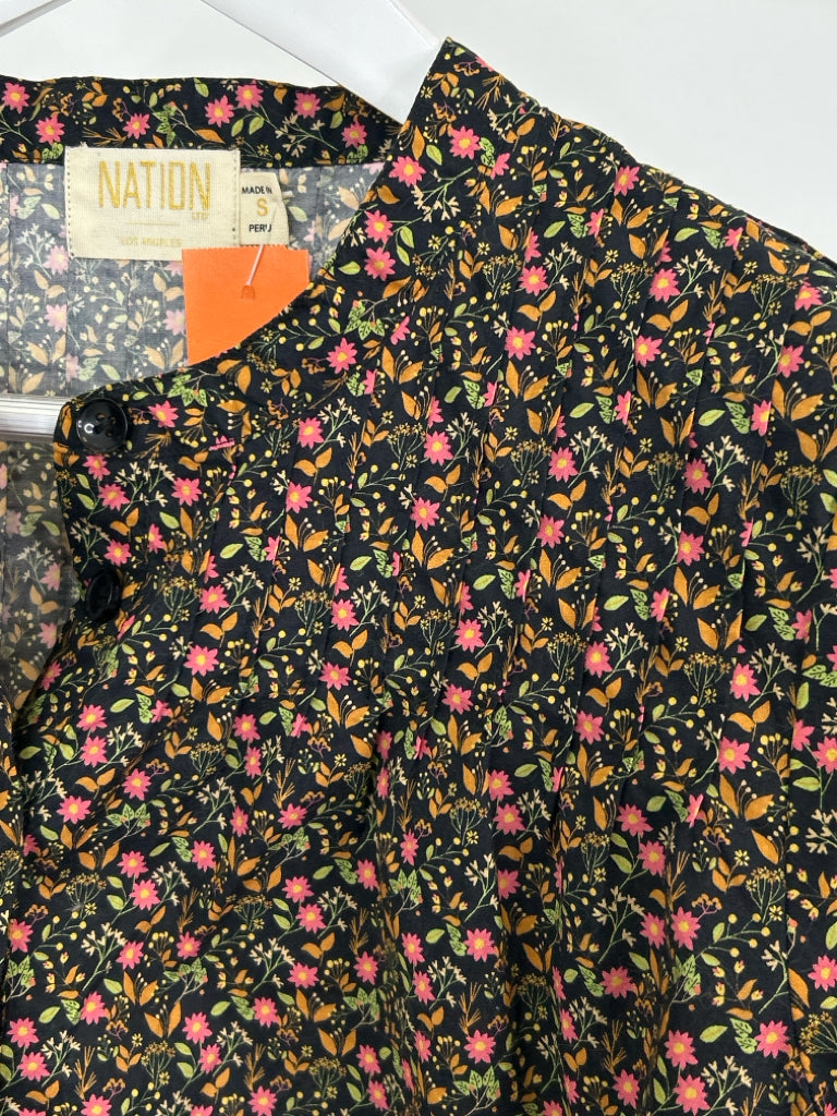NATION Size S Black Floral Women's Top