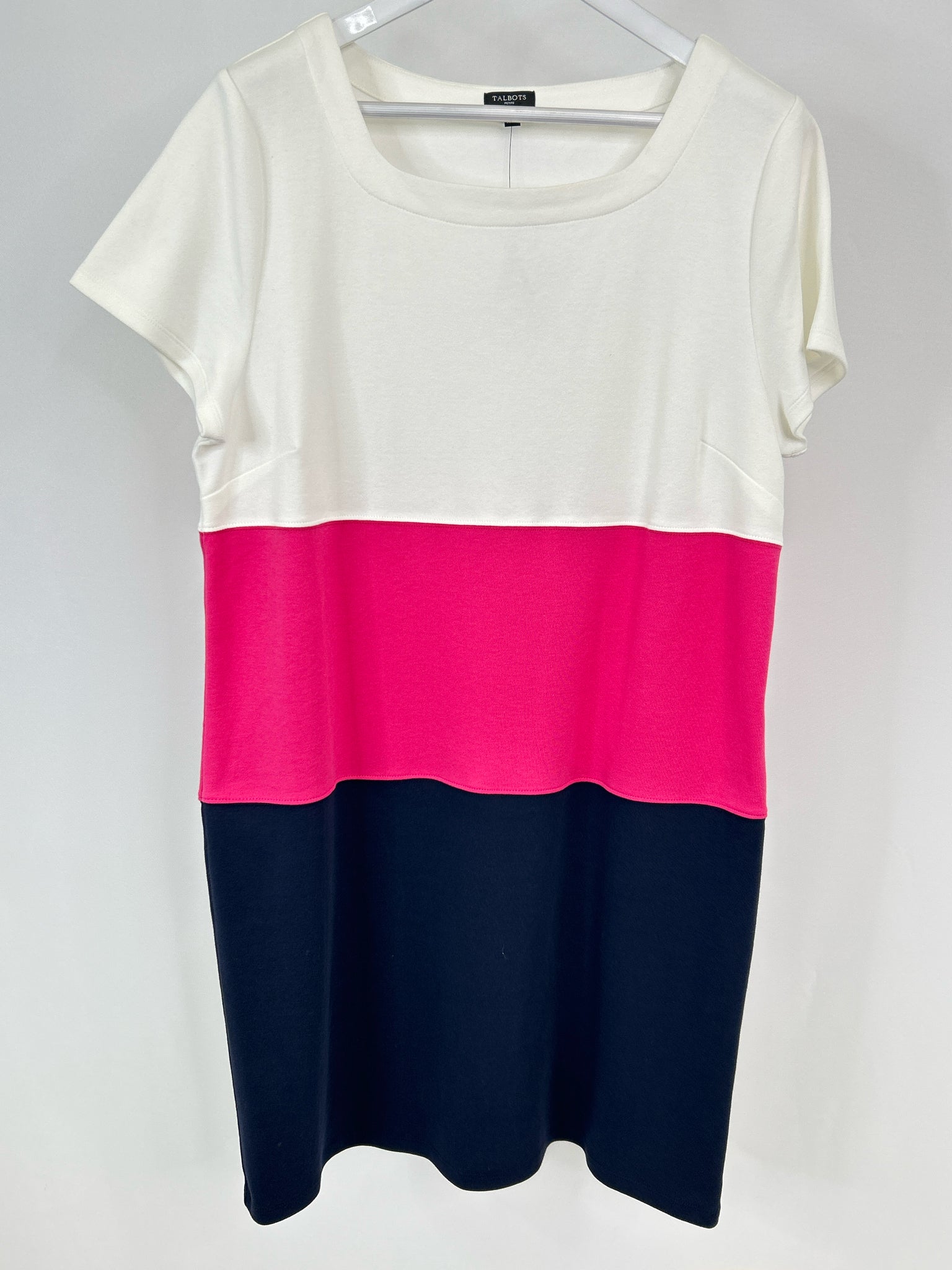 TALBOTS Size XLP Navy & Pink Print Women's Dress