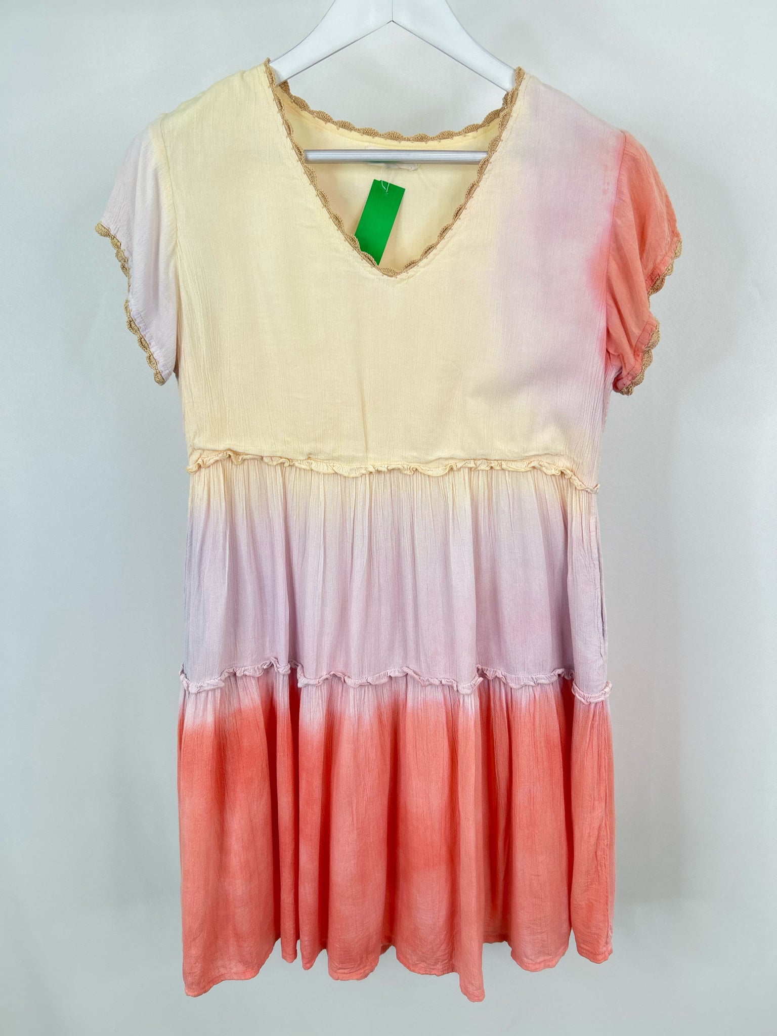THML Size XS Coral and Yellow Women Dress