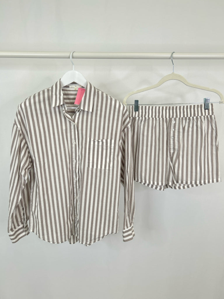 Z Supply Size S TAUPE STRIPED Women's 2-Piece w/shorts