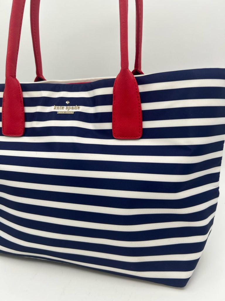 KATE SPADE Blue and White Catie Classic Nylon Tote