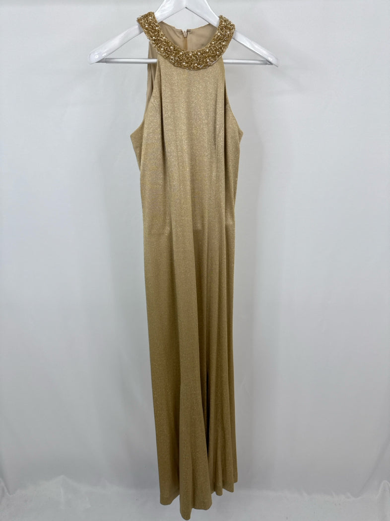 ALEX EVENINGS Size 6 Gold Dress