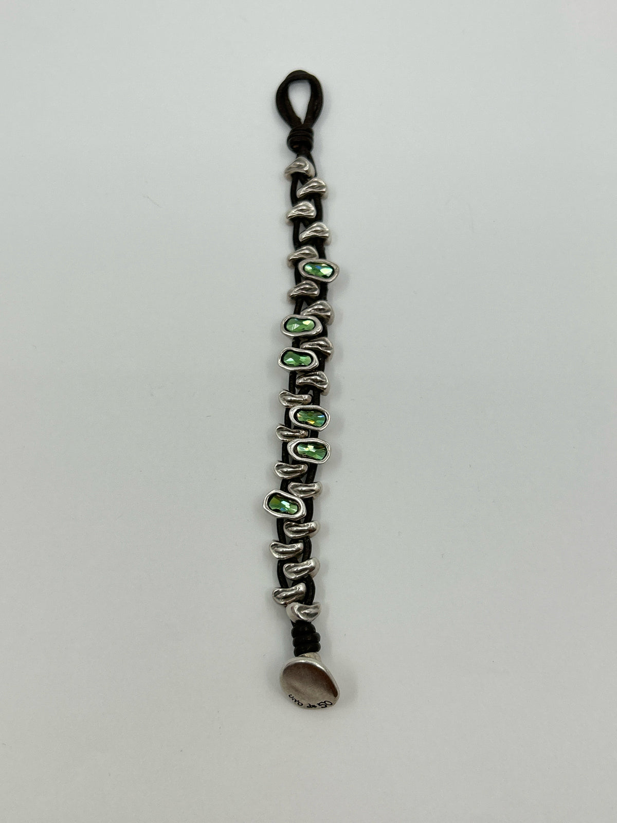 UNO DE 50 Silver & Green Bracelet