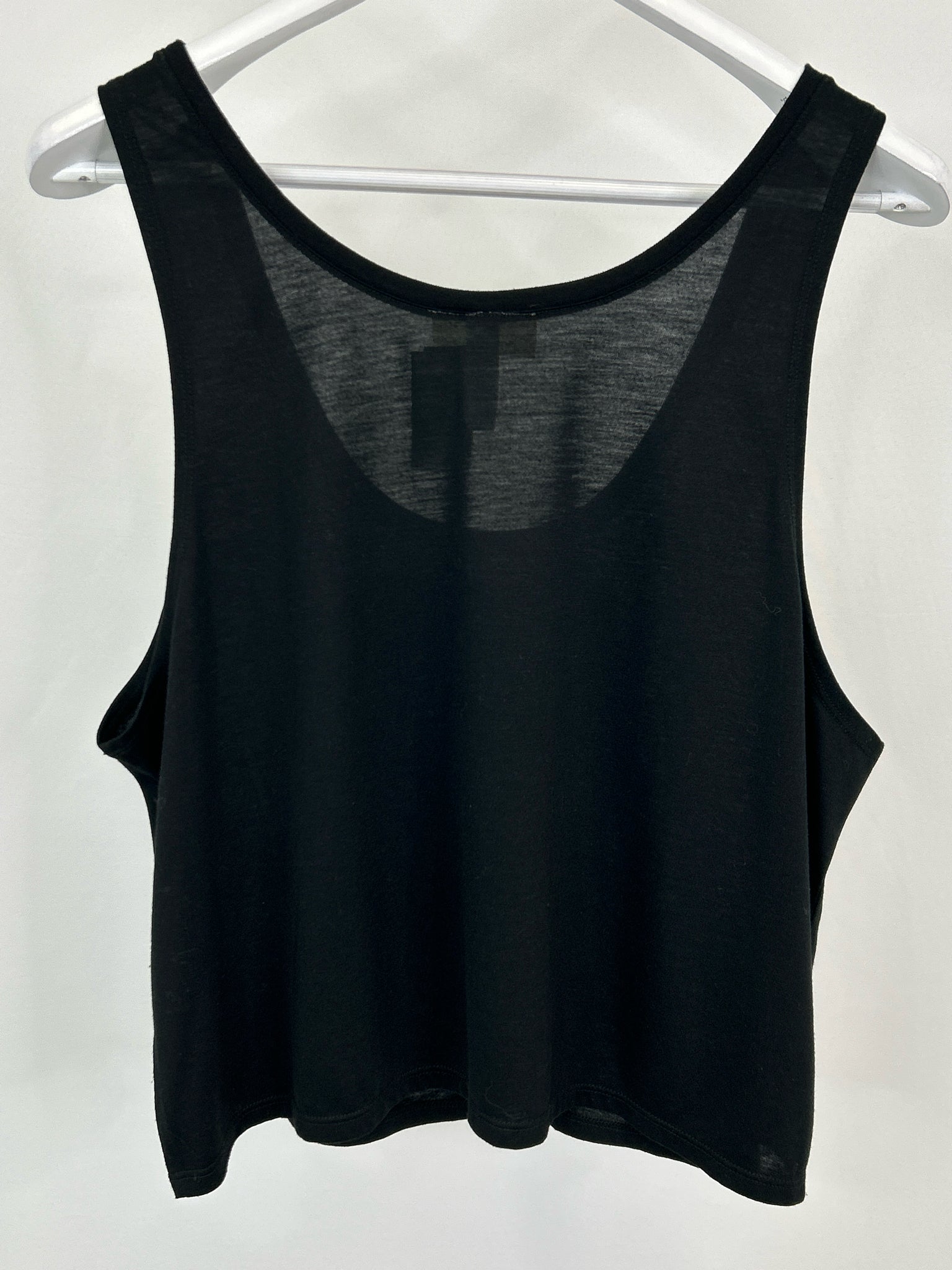 SUE HANDMAN Size L/XL Black Print Women Tank Top
