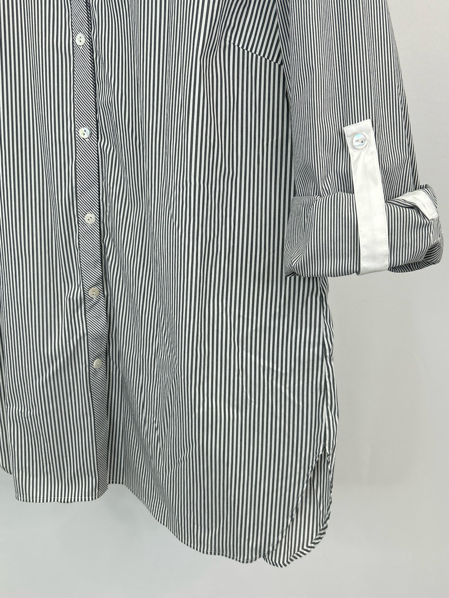 MING WANG Size XL Grey Striped Women Shirt NWT