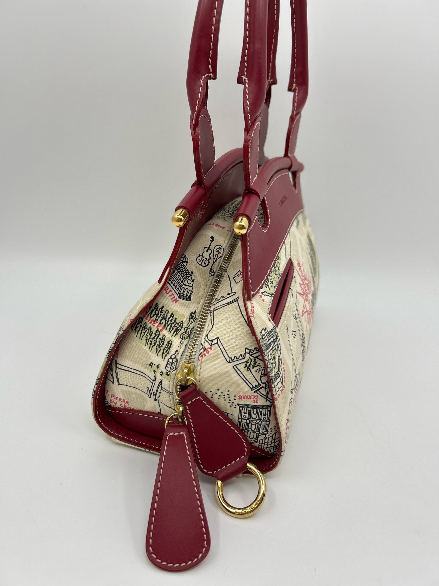 LANCEL beige and red Women Purse