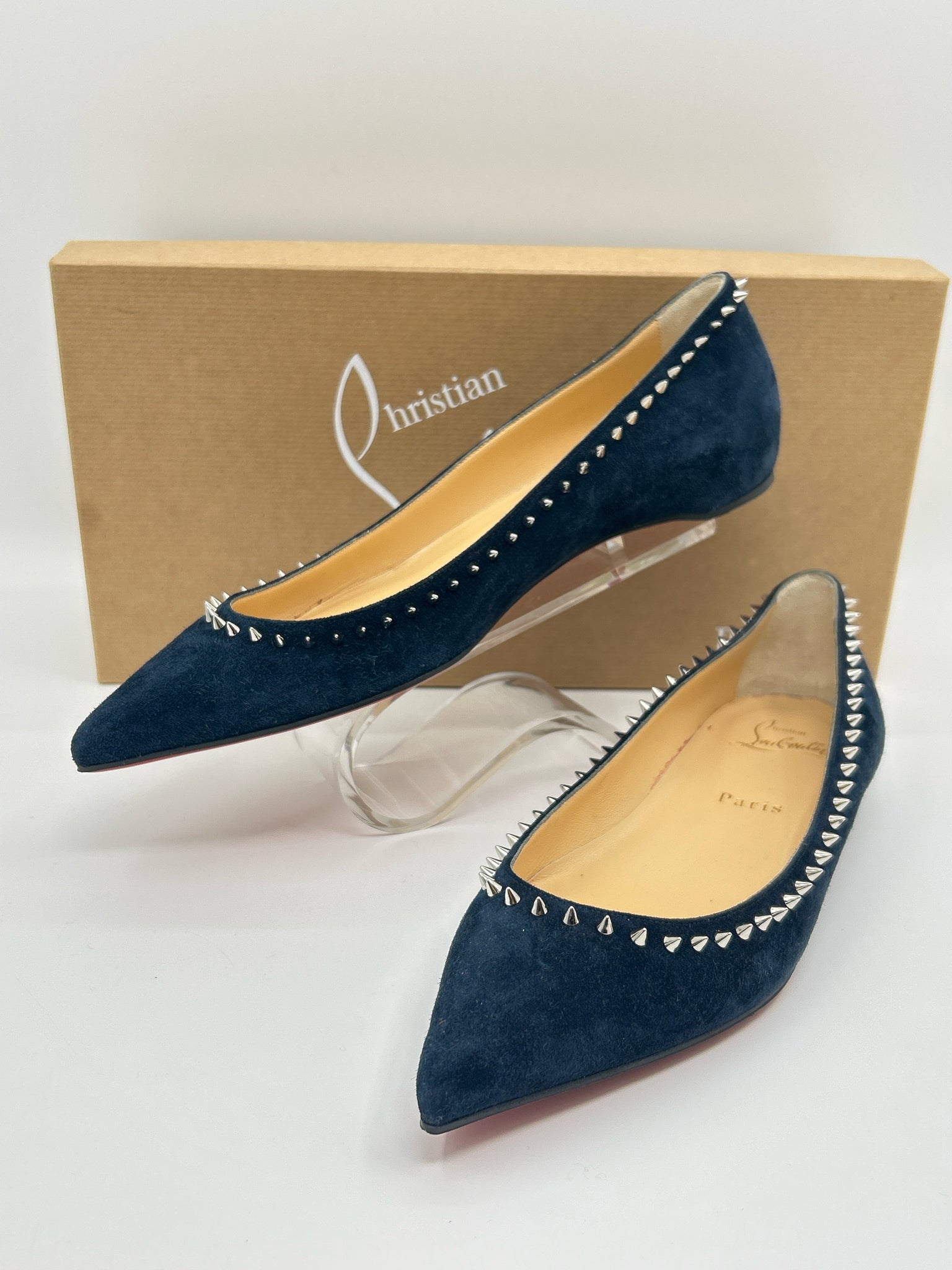 CHRISTIAN LOUBOUTIN Size 37 Navy Women Flats