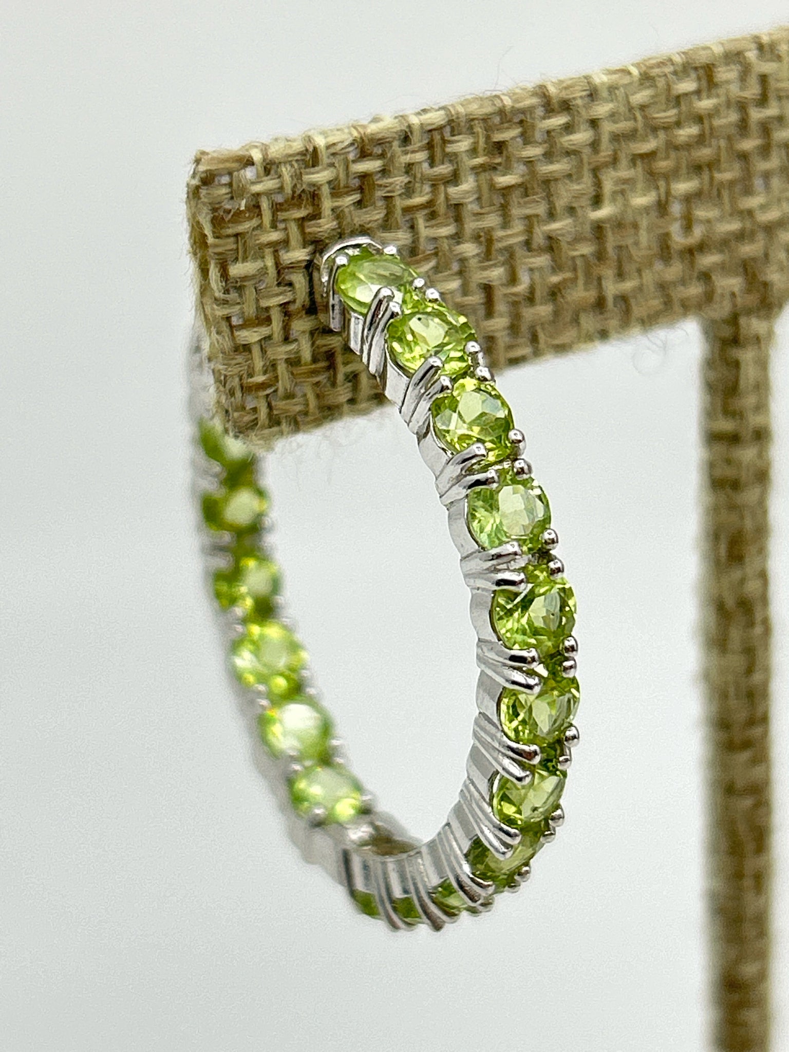 Sterling Silver SILVER AND GREEN Earrings