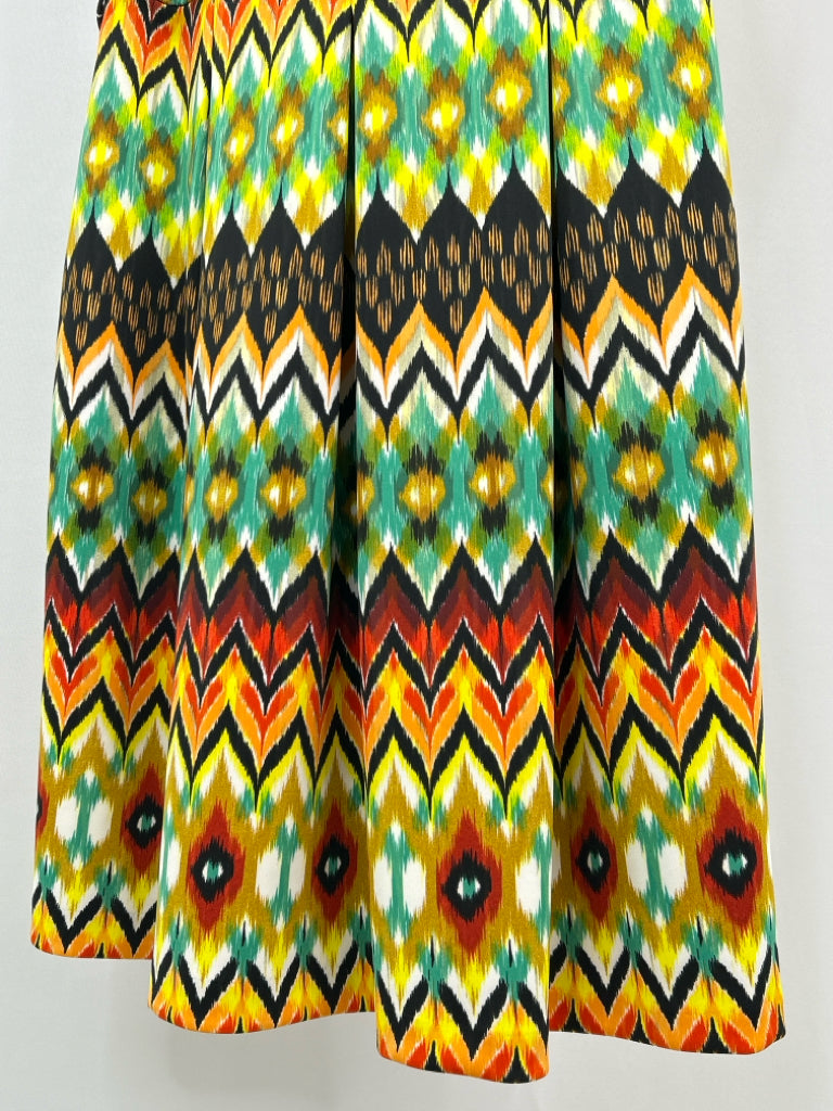 ELLEN TRACY Size 14 Green Print Dress