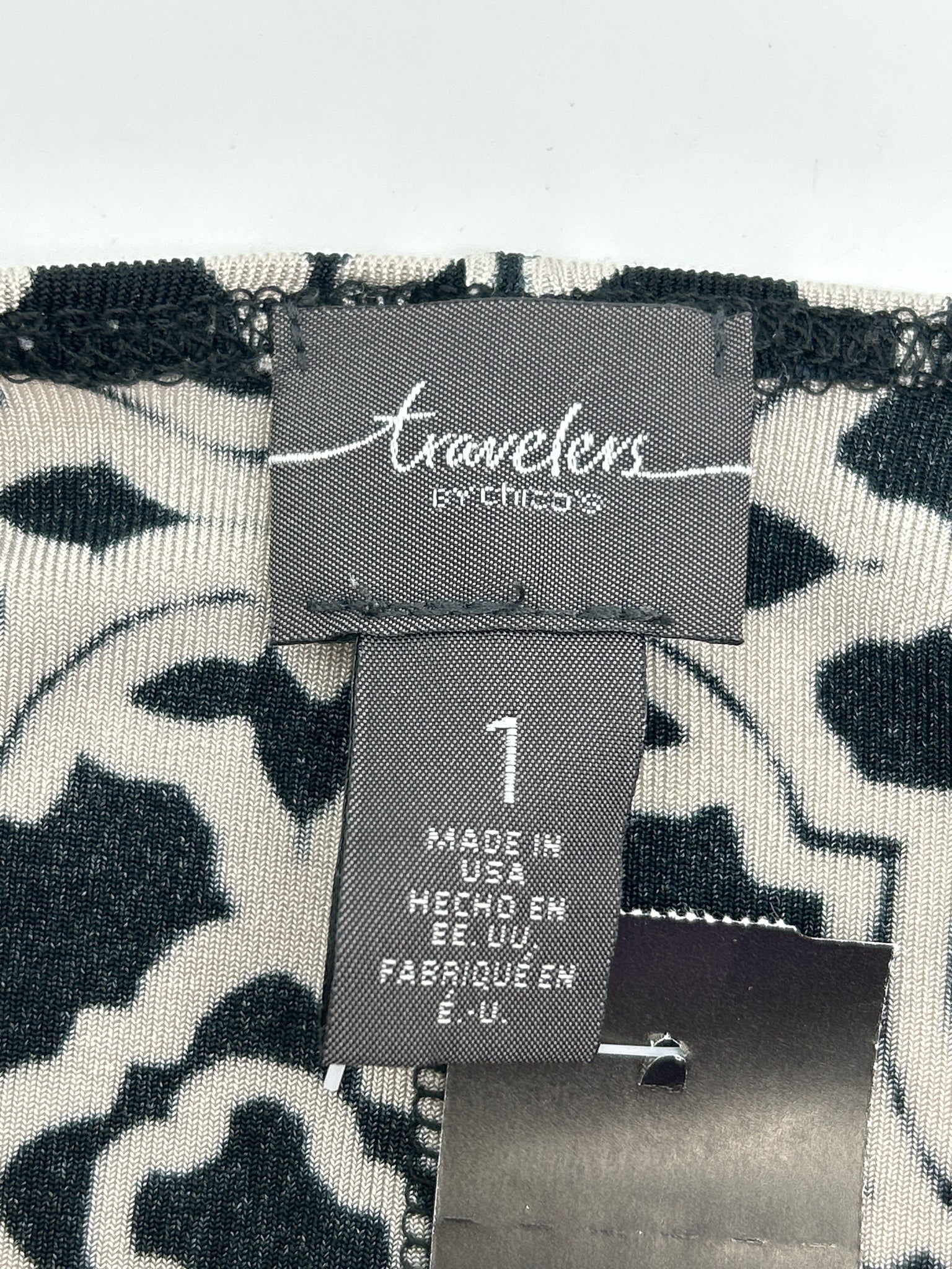 CHICO'S Size 8 Black Print Women Dress