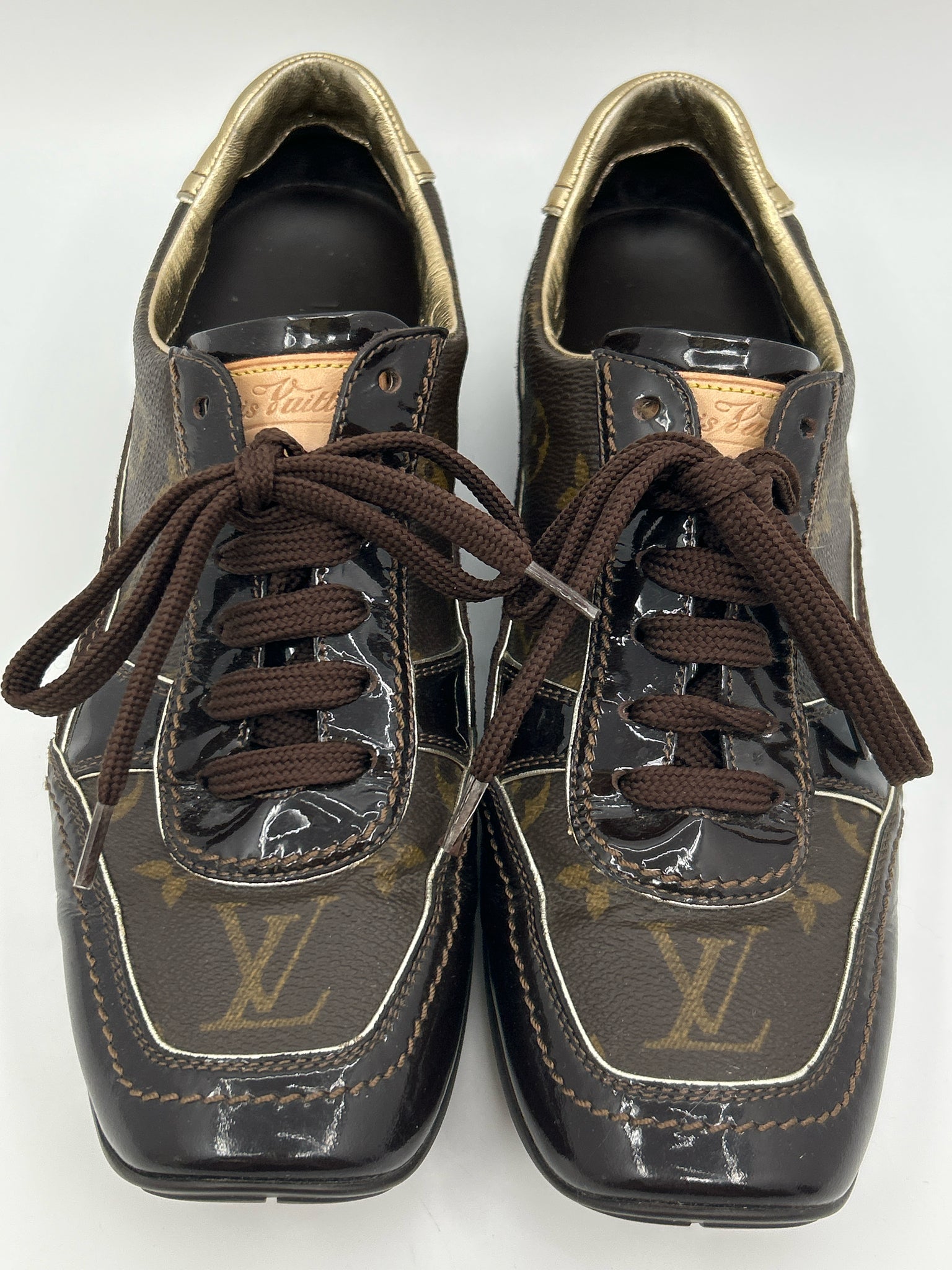 LOUIS VUITTON EU Size 38.5 Brown Women's Sneakers