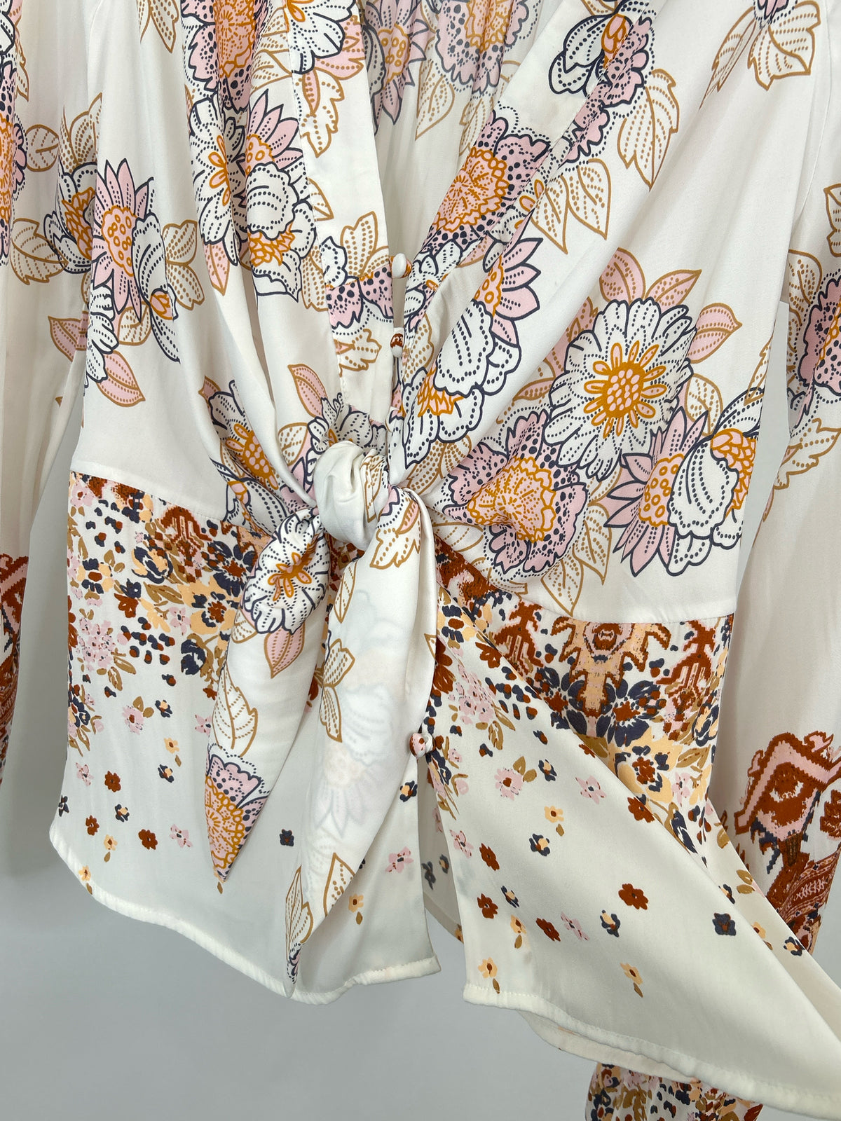 FREE PEOPLE Size M White Floral Women Blouse