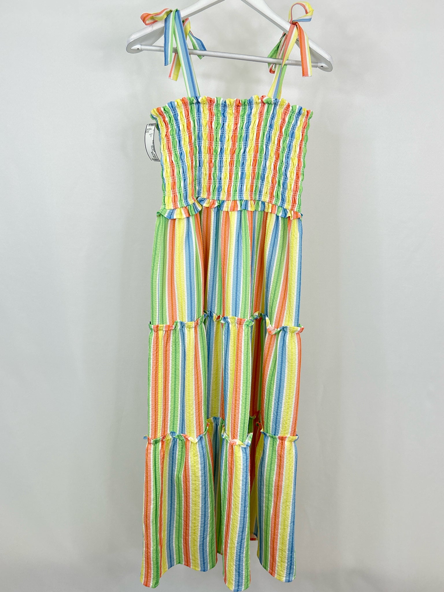 Aaron & Amber Size L Coral Striped Women Dress
