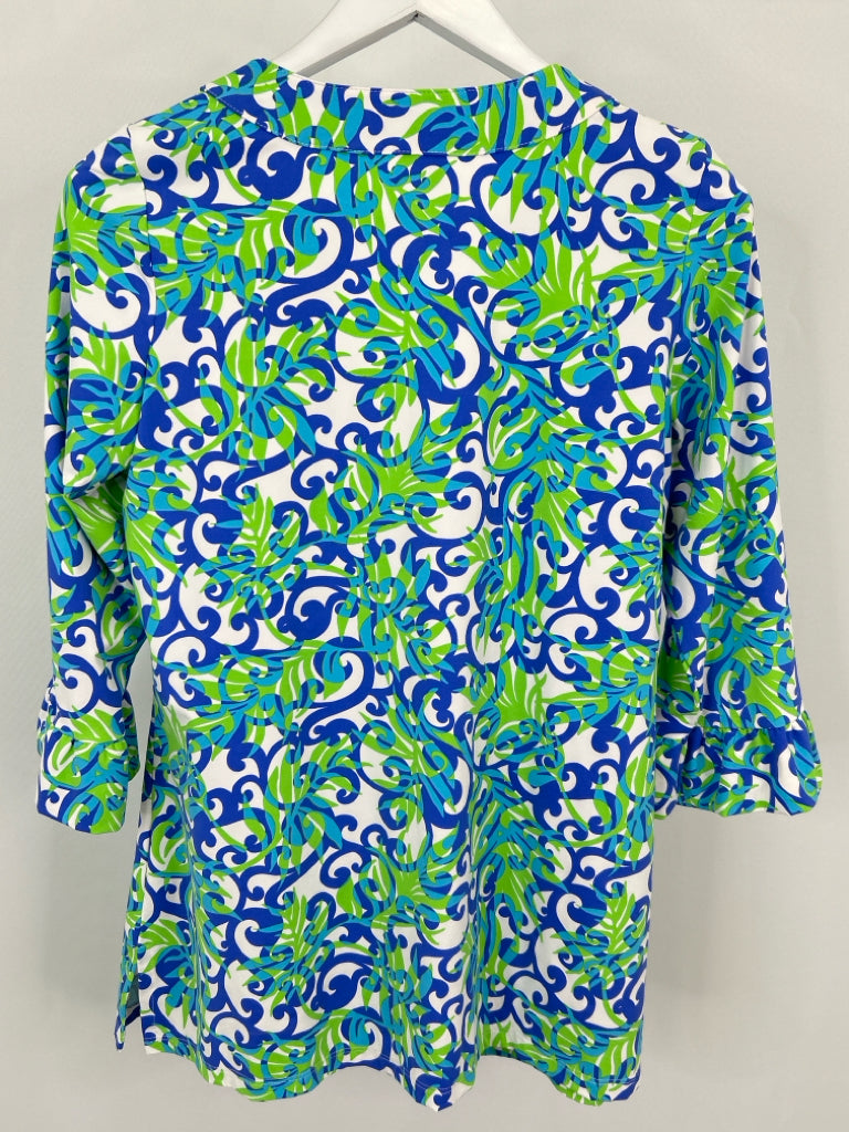 KATHERINE WAY Size L Blue & Green Women's Tunic