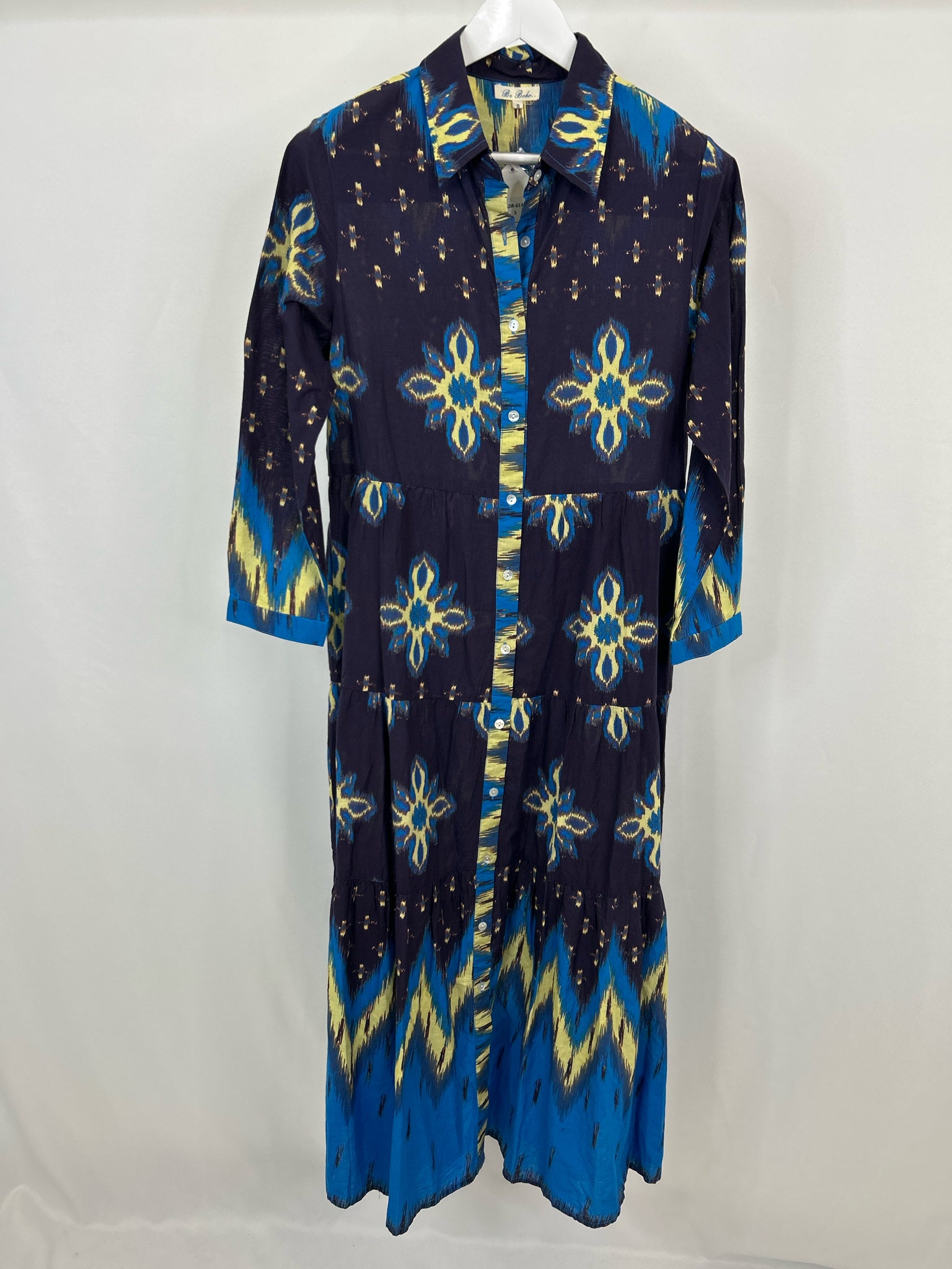 BE BOHO Size S Navy Print Women Dress