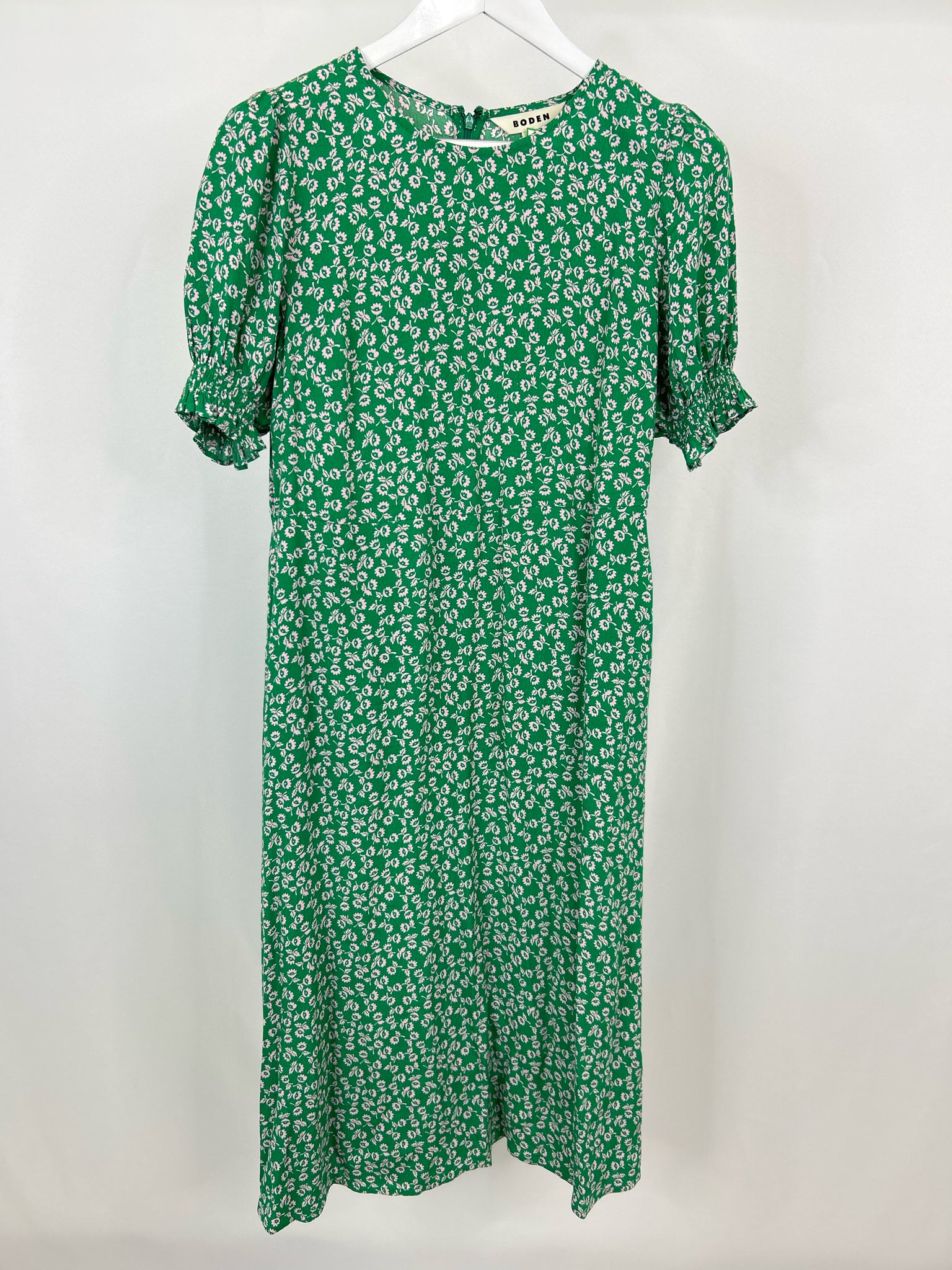BODEN Size 8R Green Print Women's Dress