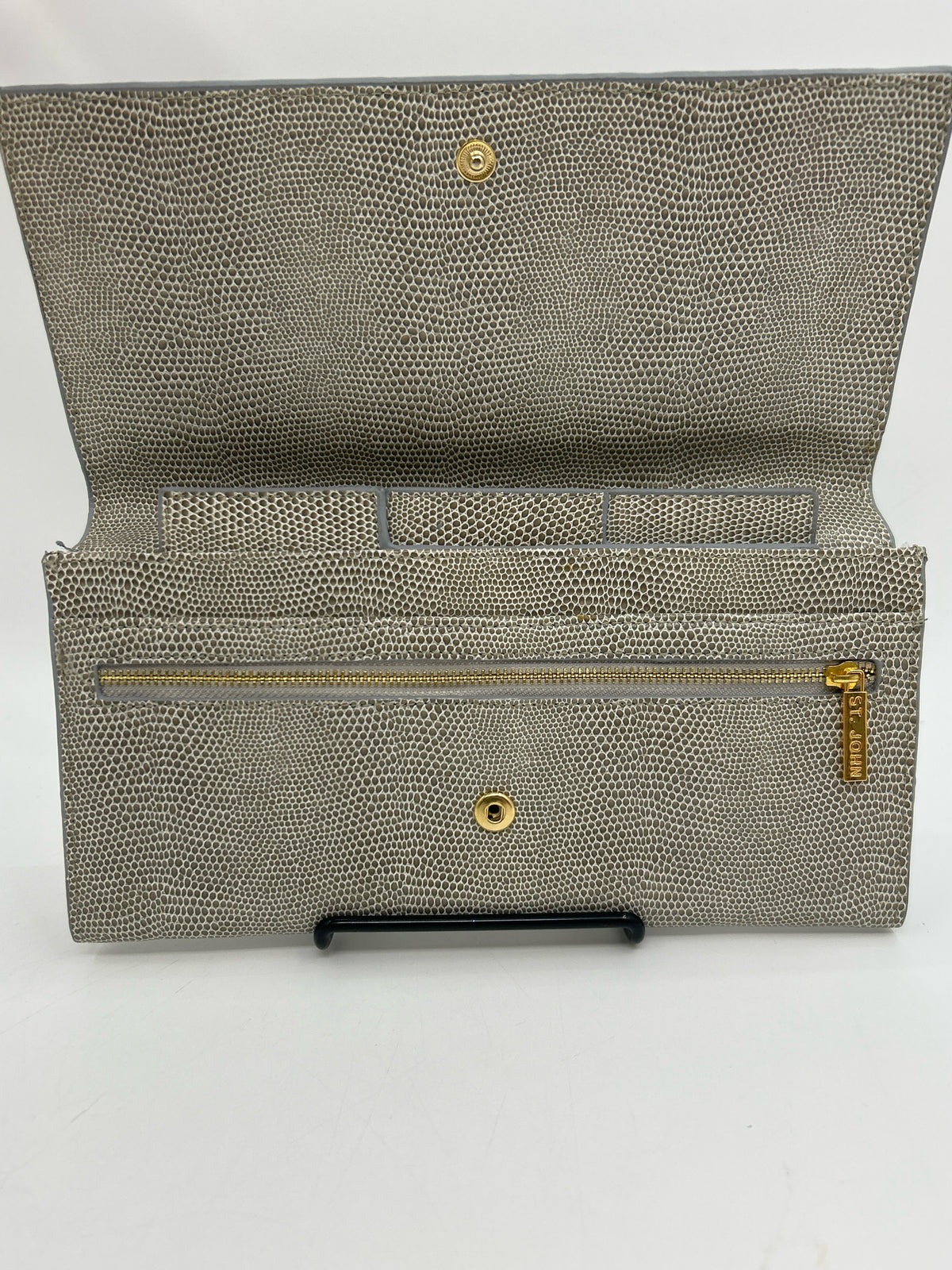 ST JOHN Taupe Print Women Clutch