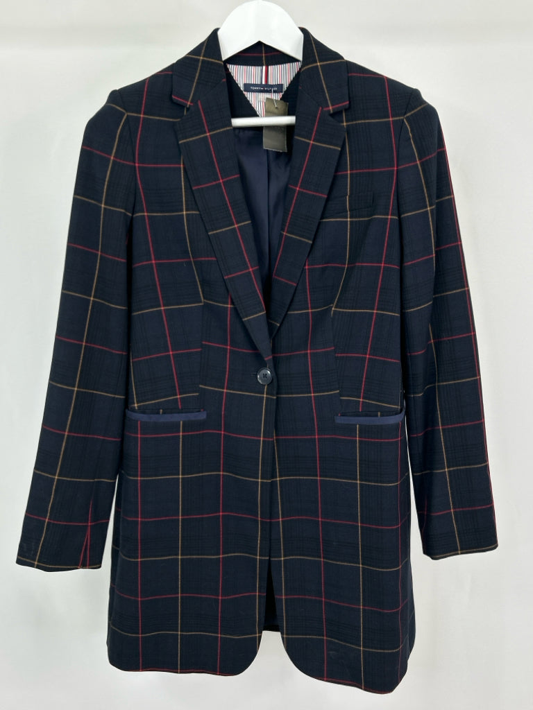 TOMMY HILFIGER Women Size 4 Navy plaid Blazer