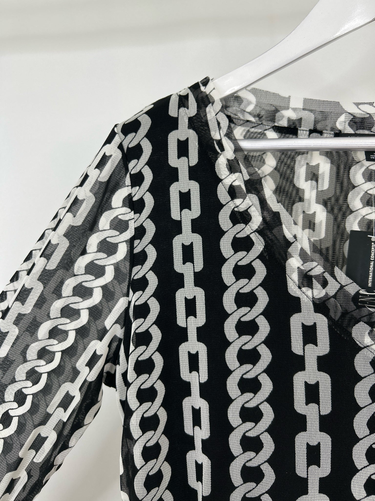 INC Size XL Black & White Women Top