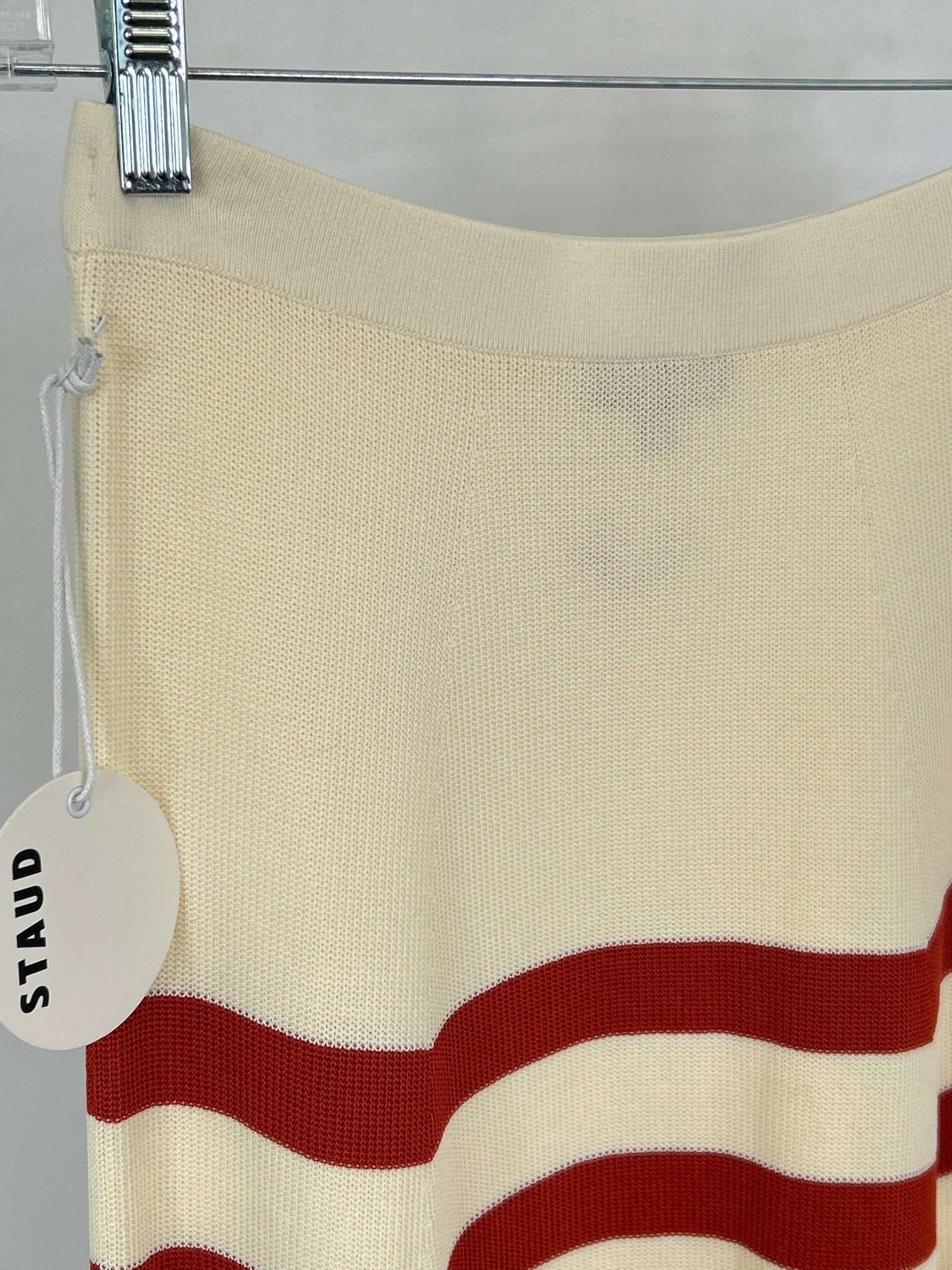 STAUD Size XS Ivory Striped Women Skirt NWT