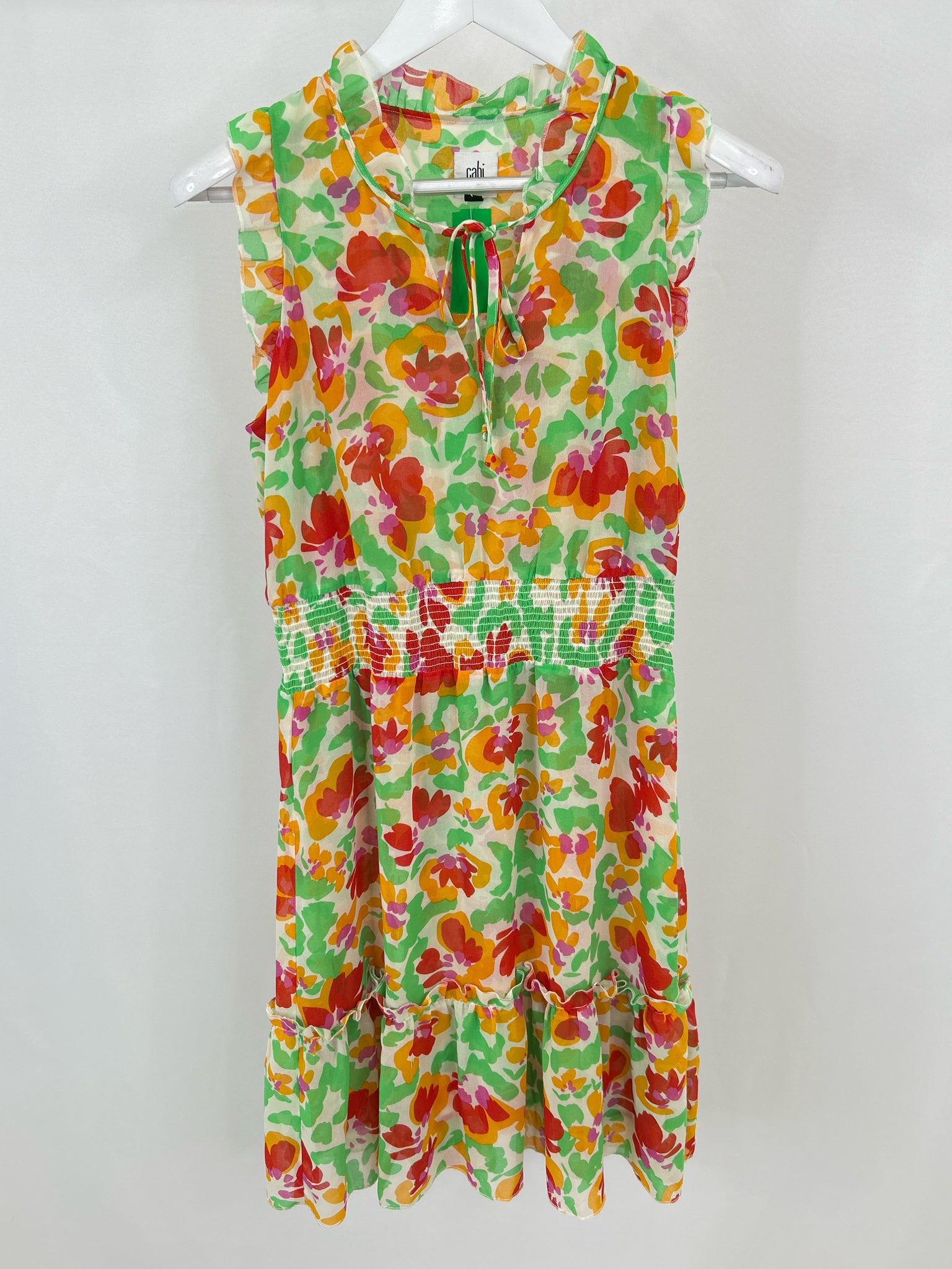 CABI Size S Green and Yellow Women's Dress