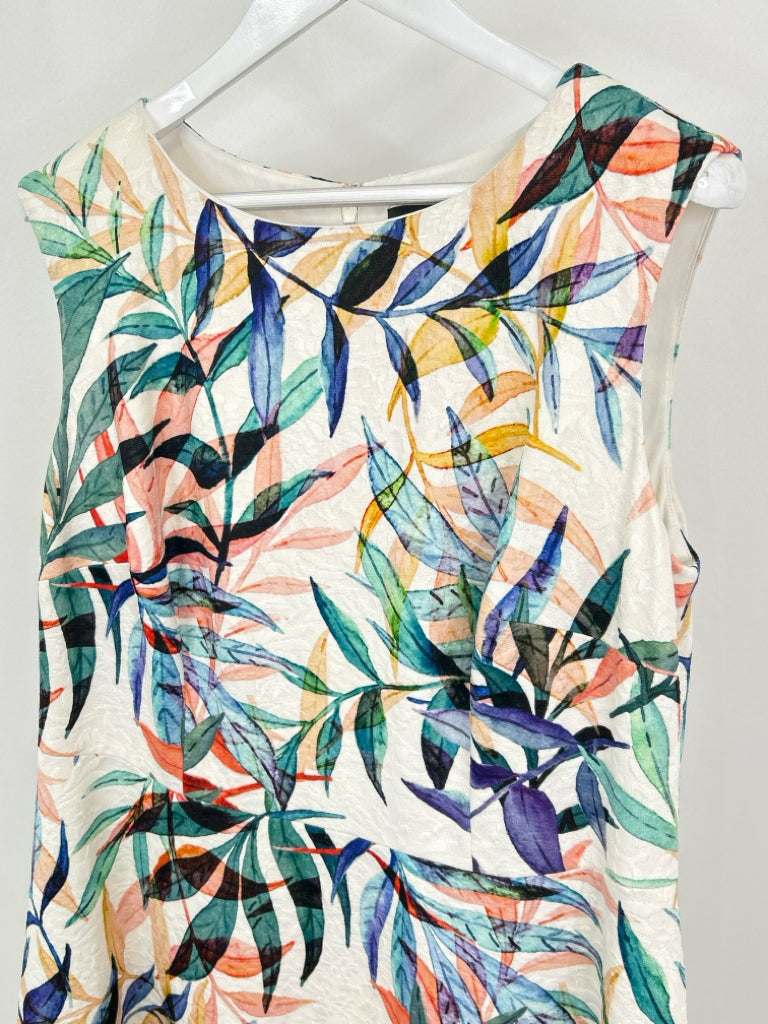 ADRIANNA PAPELL Size 14W TEAL AND WHITE Dress
