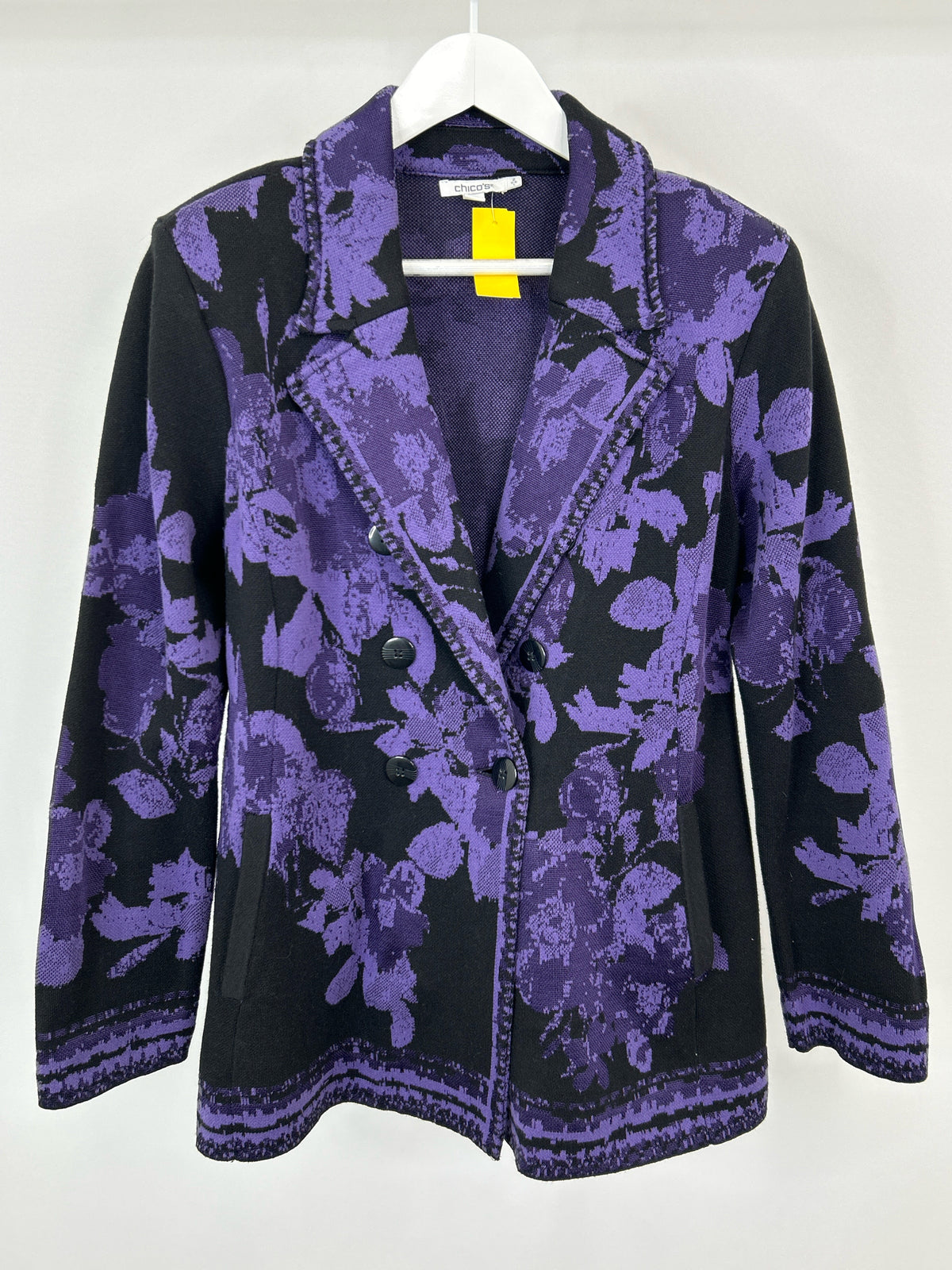 CHICO'S Size L Black and Purple Women Blazer